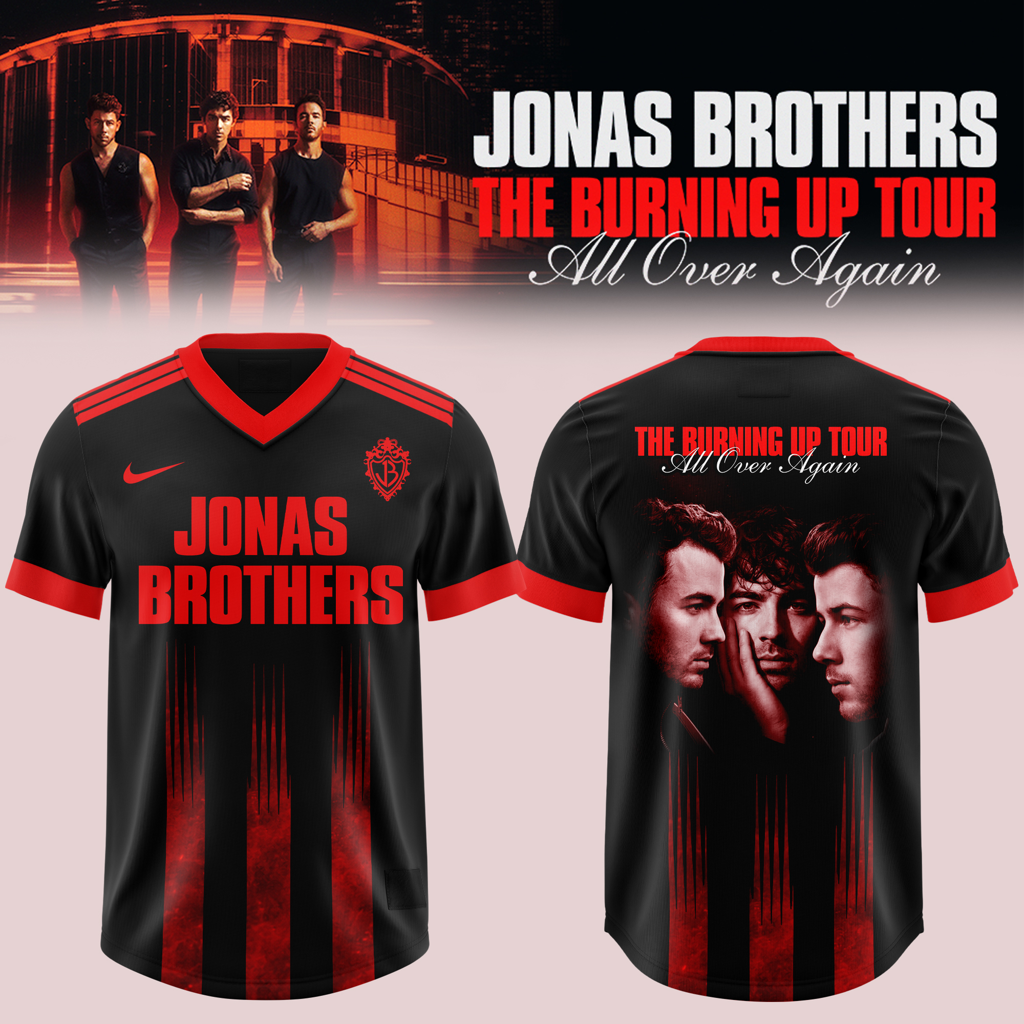 Jns Bros The Burning Up Tour All Over Again All Over Print Football Jersey Music Fan Apparel 2 - Unicasport Jns Bros The Burning Up Tour All Over Again All Over Print Football Jersey Music Fan Apparel