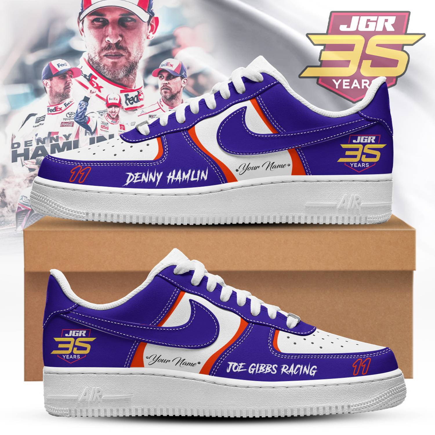 Joe Gibbs Racing Denny Hamlin 2026 Limited Edition High Top Sneakers NASCAR Fan Gift