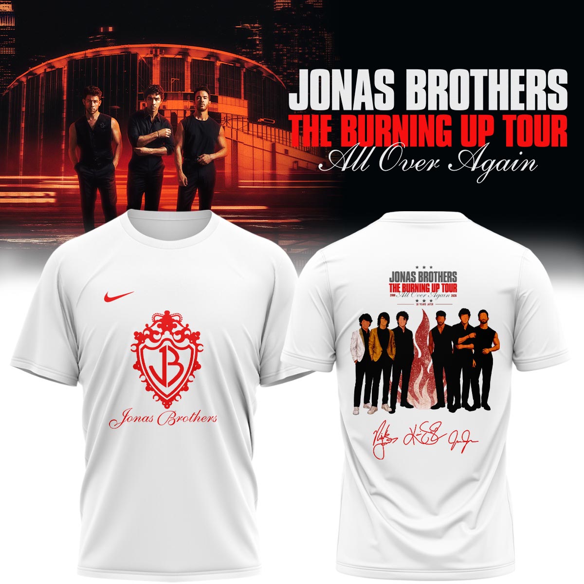 Jonas Brothers Burning Up Tour All Over Again Collector Edition Graphic T Shirt
