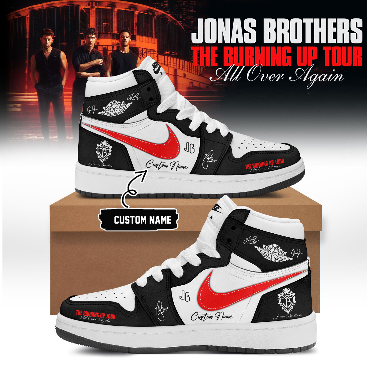 Jonas Brothers Burning Up Tour All Over Again Collector Edition High Top Shoes