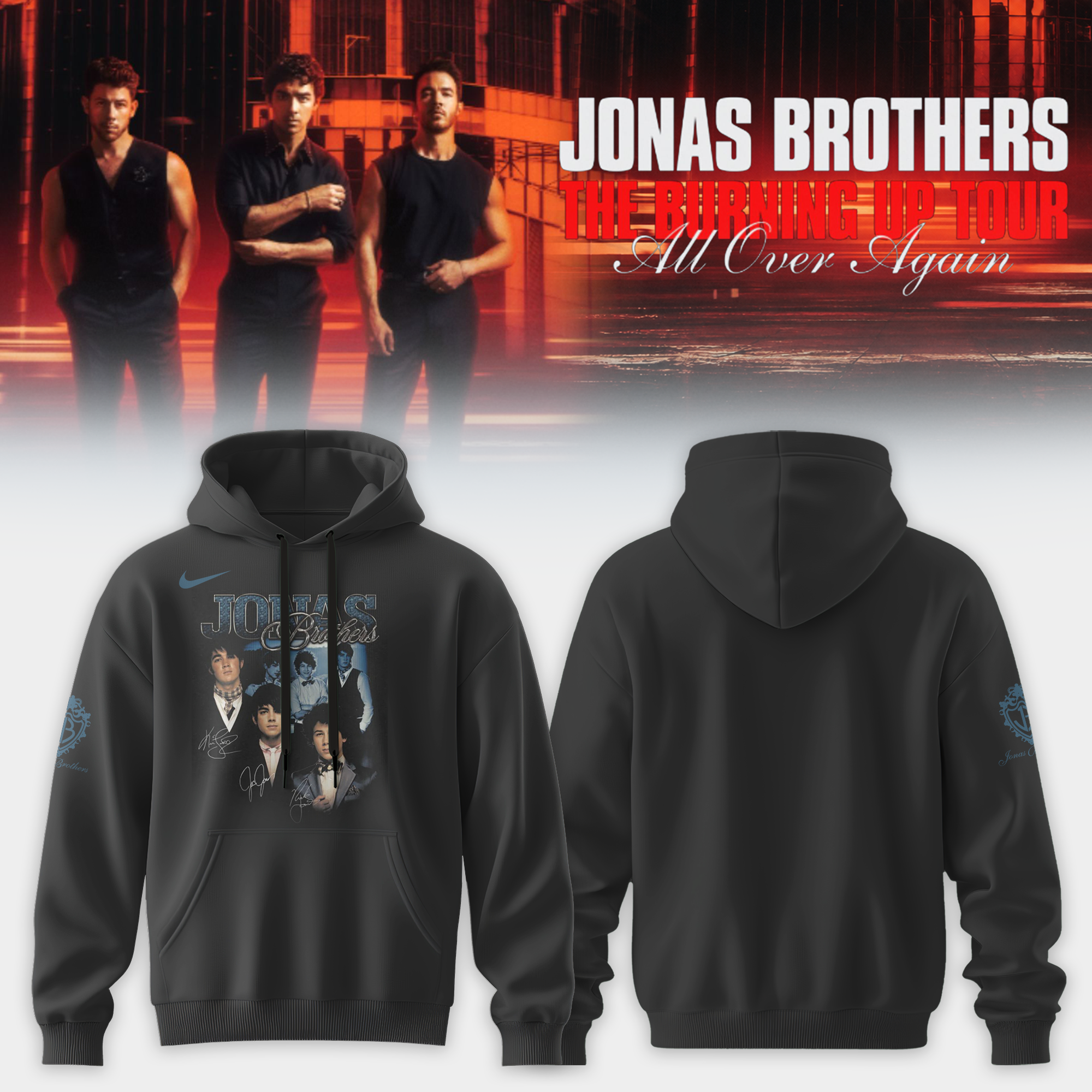 Jonas Brothers Burning Up Tour All Over Again Collector Hoodie Gifts For Fans