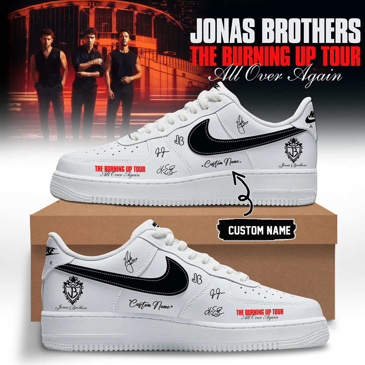 Jonas Brothers Burning Up Tour All Over Again Collector Signature Footwear