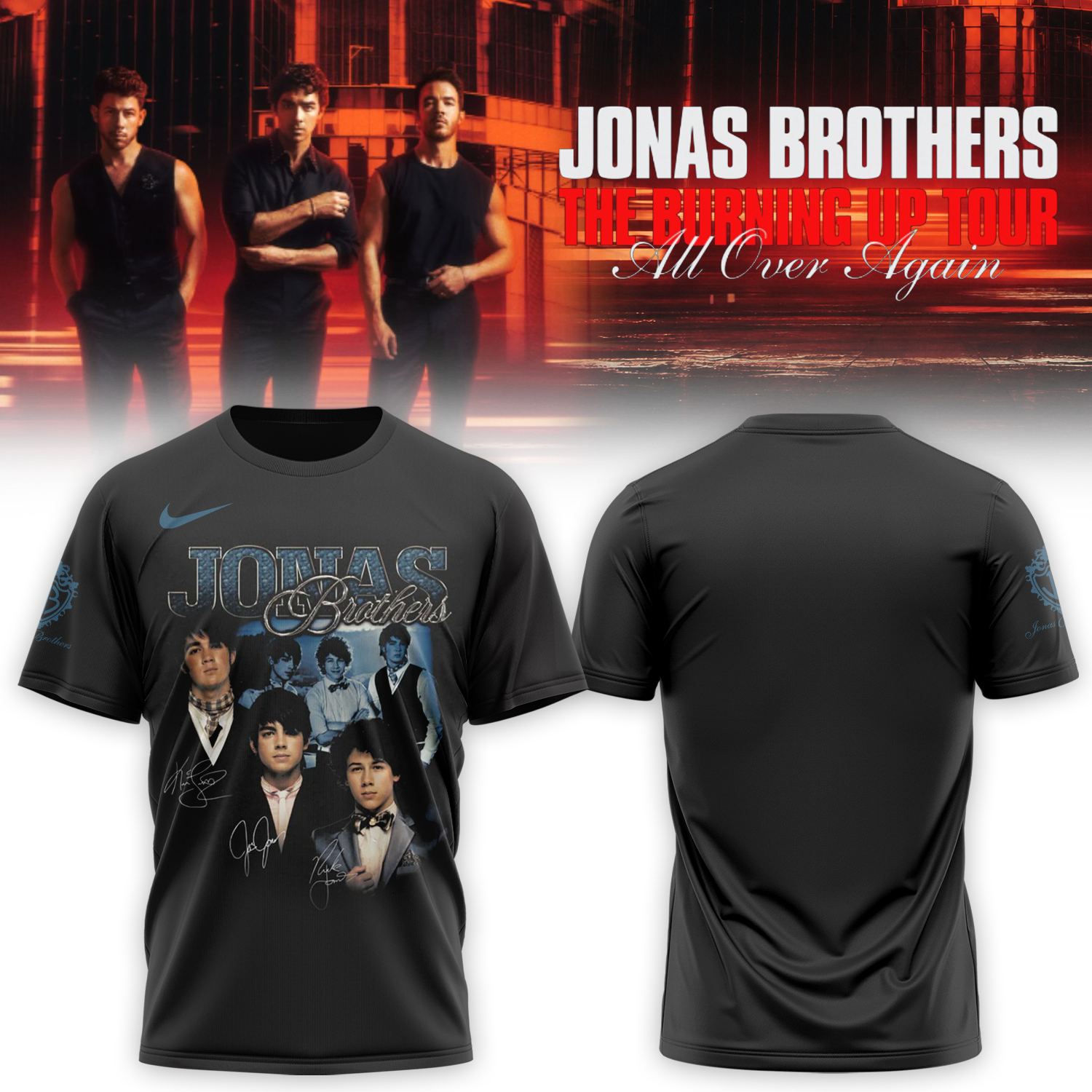 Jonas Brothers Burning Up Tour All Over Again Collector T Shirt Gifts For Fans