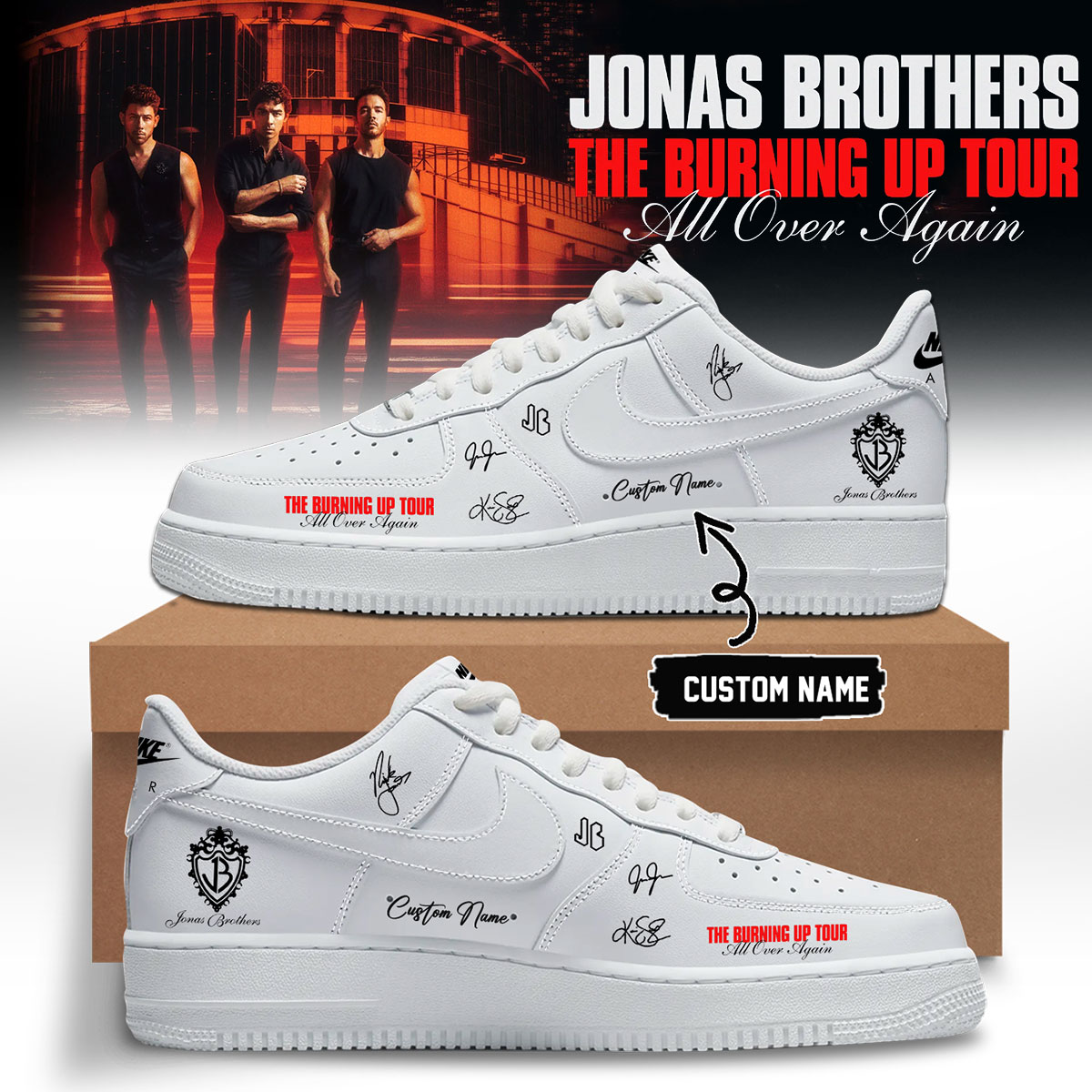 Jonas Brothers Burning Up Tour All Over Again Exclusive Signature Lifestyle Sneakers