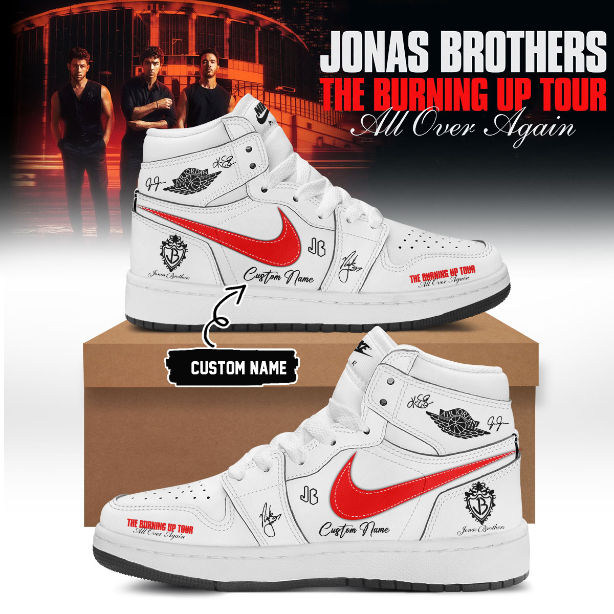 Jonas Brothers Burning Up Tour All Over Again Limited Edition Casual Sneakers