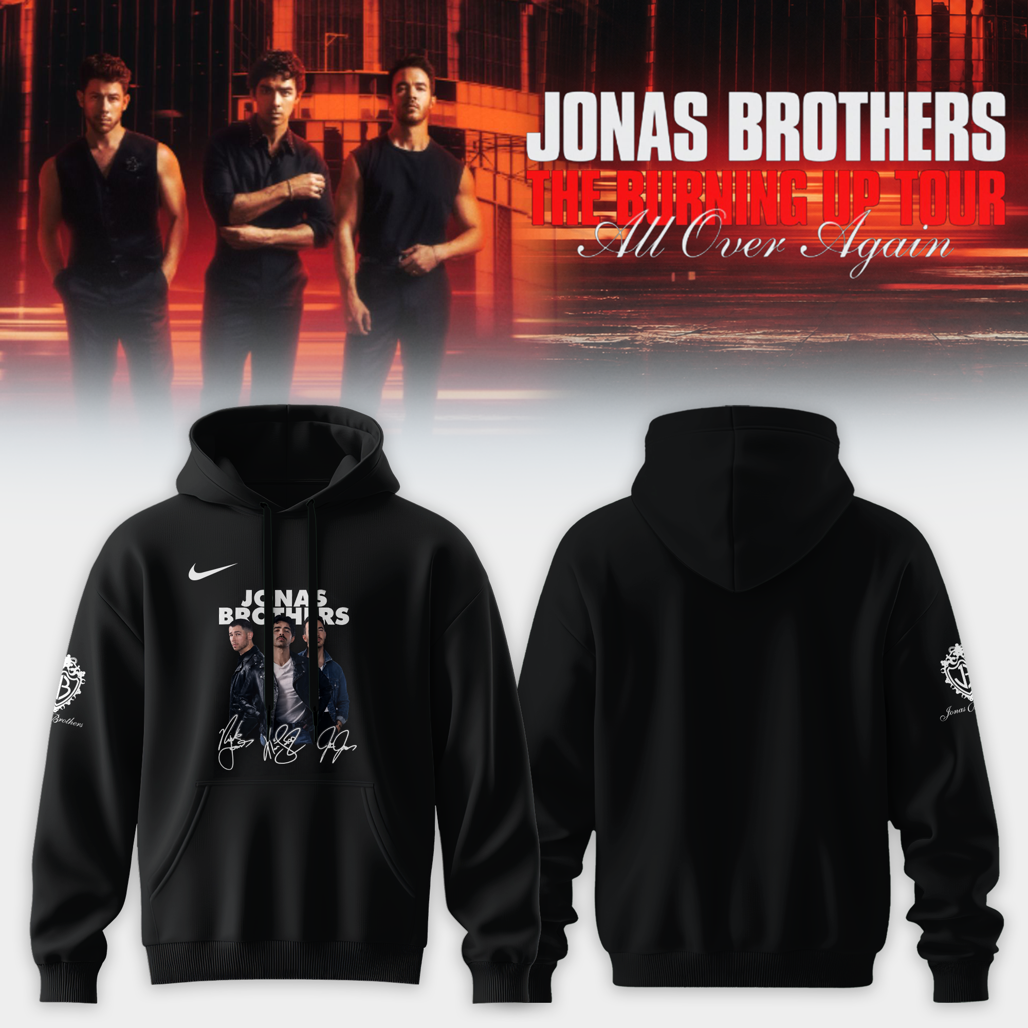 Jonas Brothers Burning Up Tour All Over Again Official Hoodie Gifts For Fans