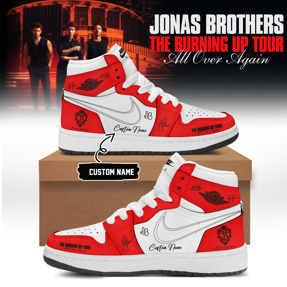 Jonas Brothers Burning Up Tour All Over Again Premium Concert Footwear