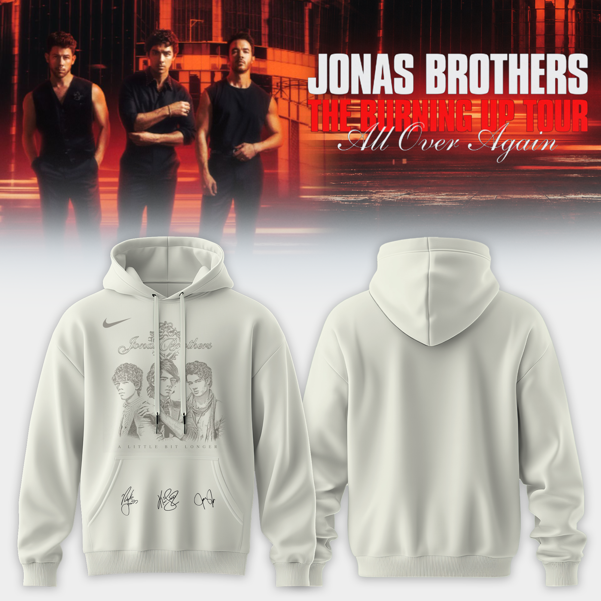 Jonas Brothers Burning Up Tour All Over Again Premium Hoodie Gifts For Fans