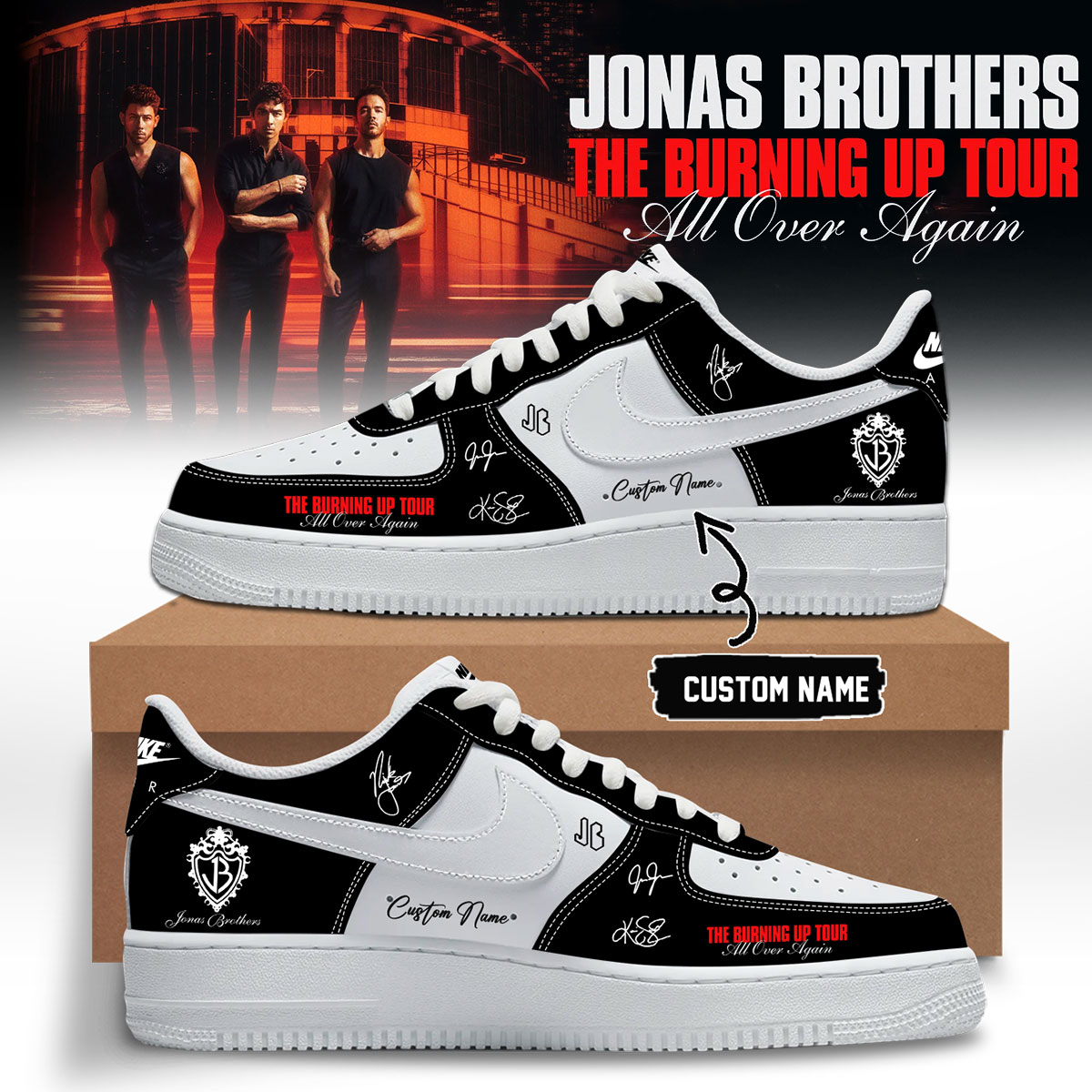 Jonas Brothers Burning Up Tour All Over Again Premium Lifestyle Sneakers