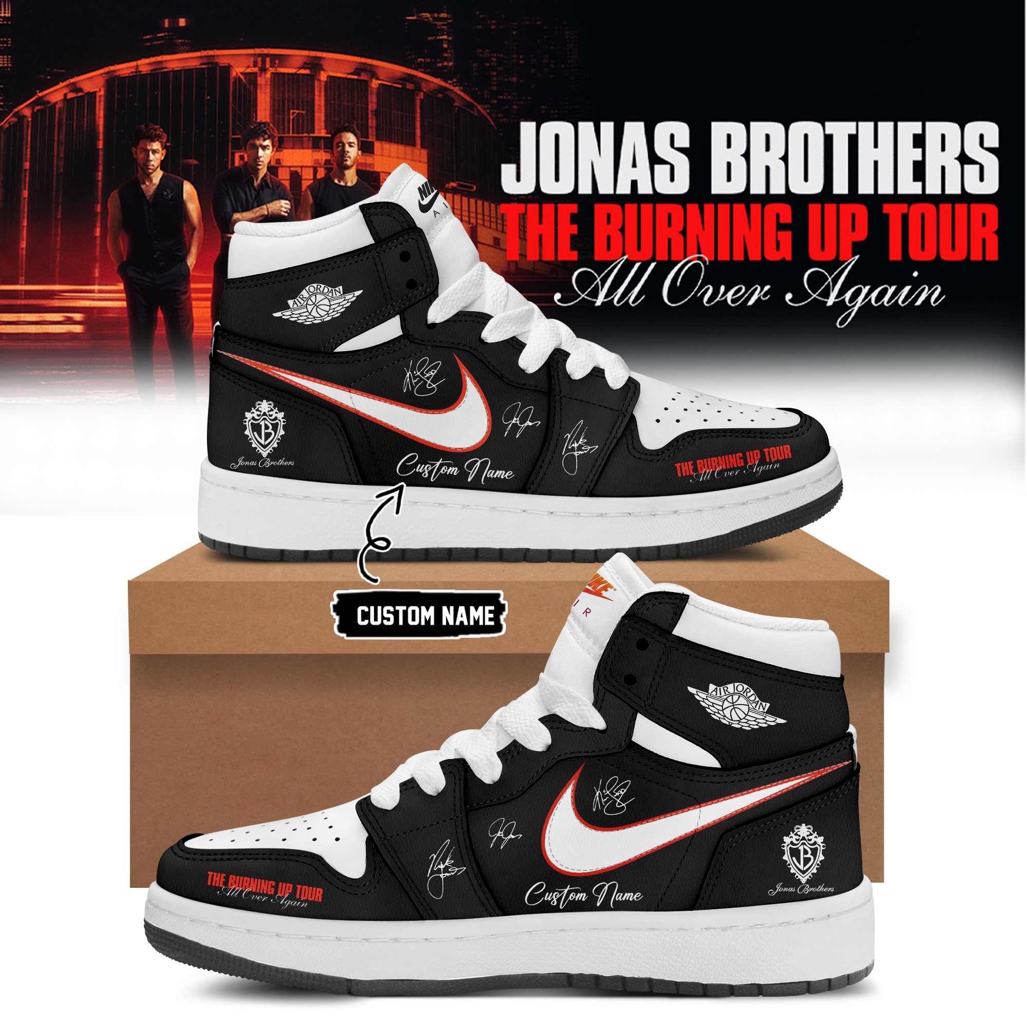 Jonas Brothers Burning Up Tour All Over Again Premium Signature Casual Shoes