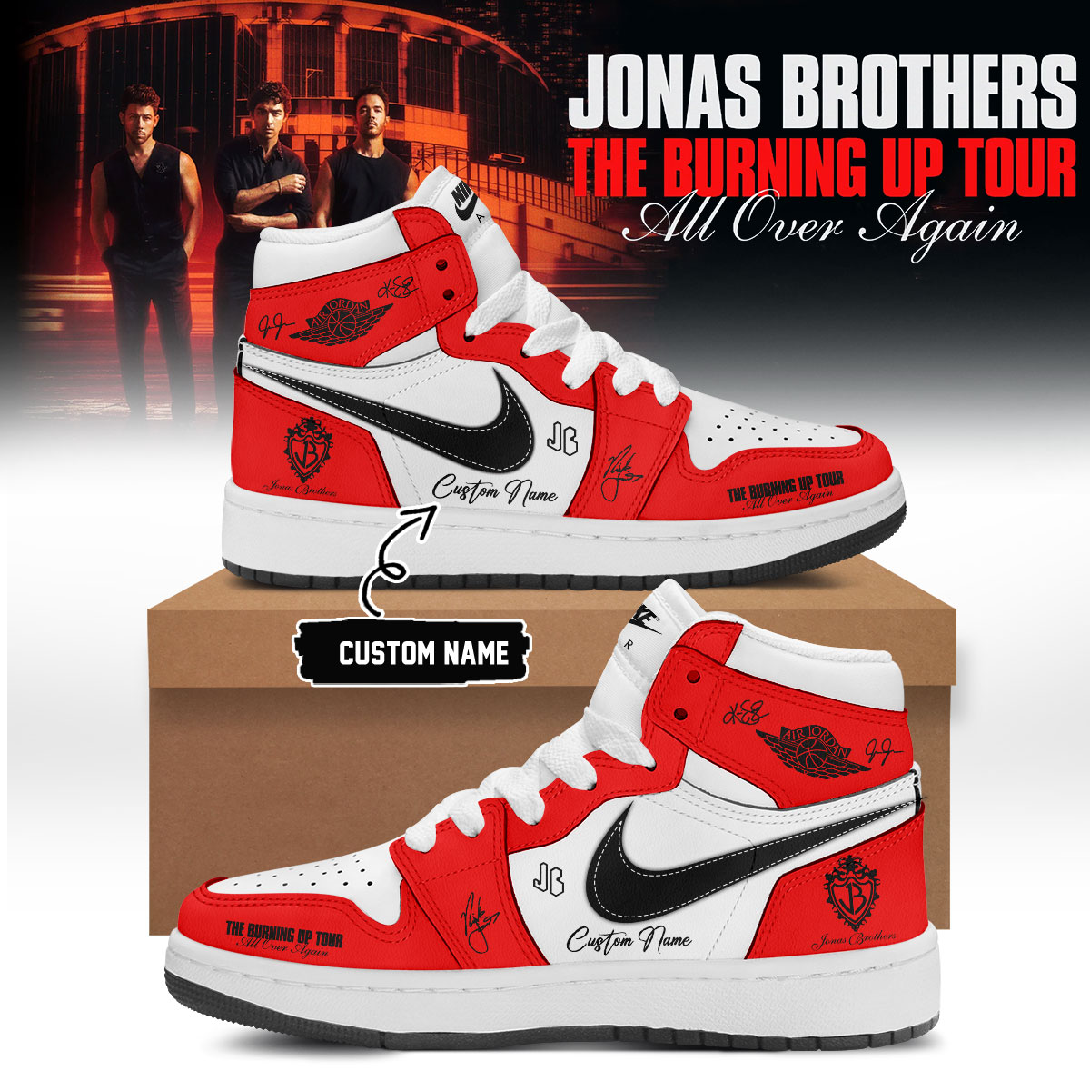 Jonas Brothers Burning Up Tour All Over Again Premium Signature Casual Shoes1