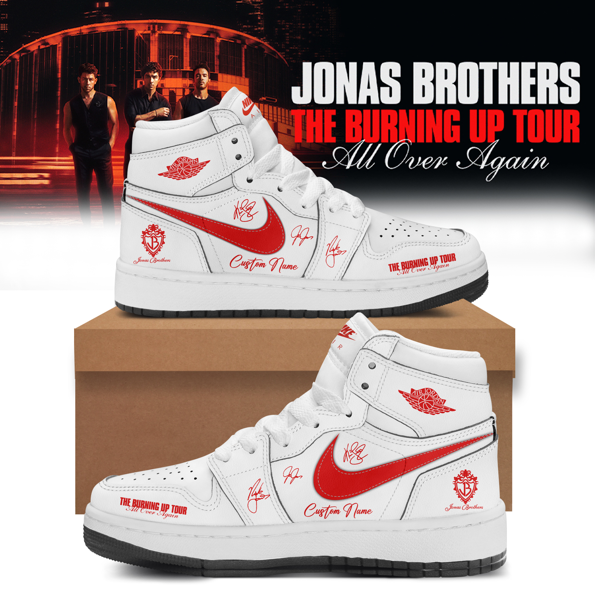 Jonas Brothers Burning Up Tour All Over Again Signature Fan Sneakers Limited Edition