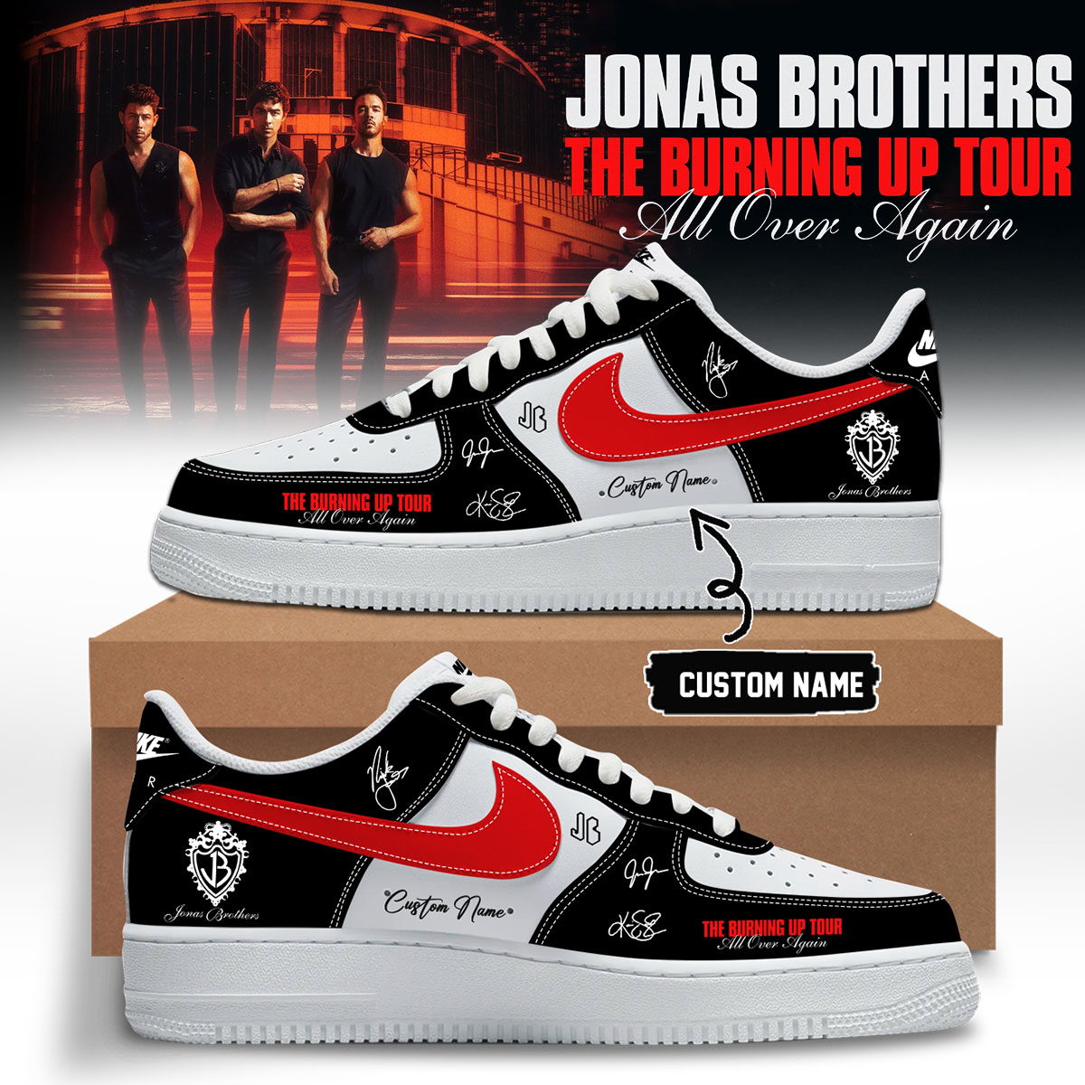 Jonas Brothers Burning Up Tour All Over Again Signature Lifestyle Sneakers Limited Release