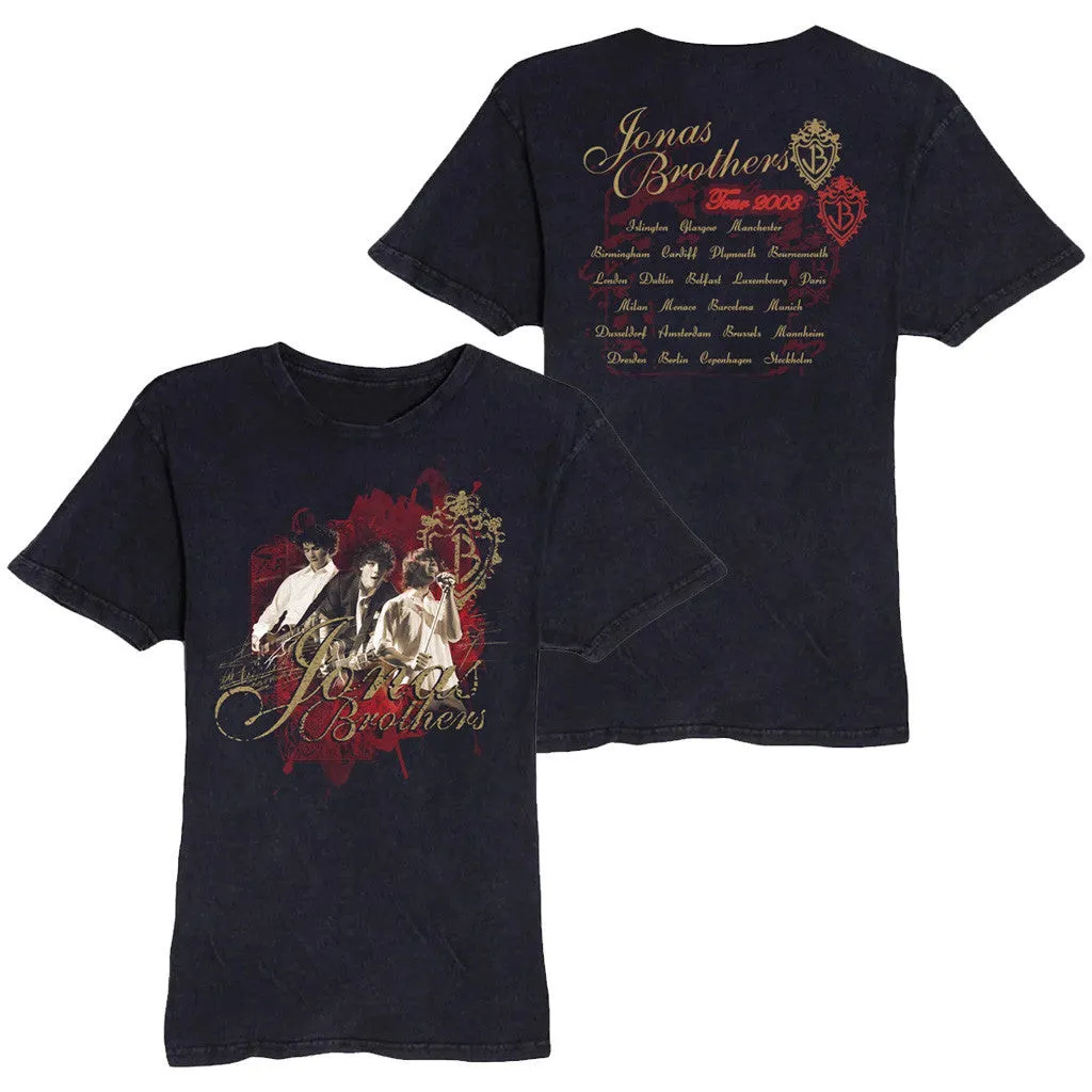 Jonas Brothers Merch Vintage Red Emblem Tour 2008 Wash TShirt Gifts For Her