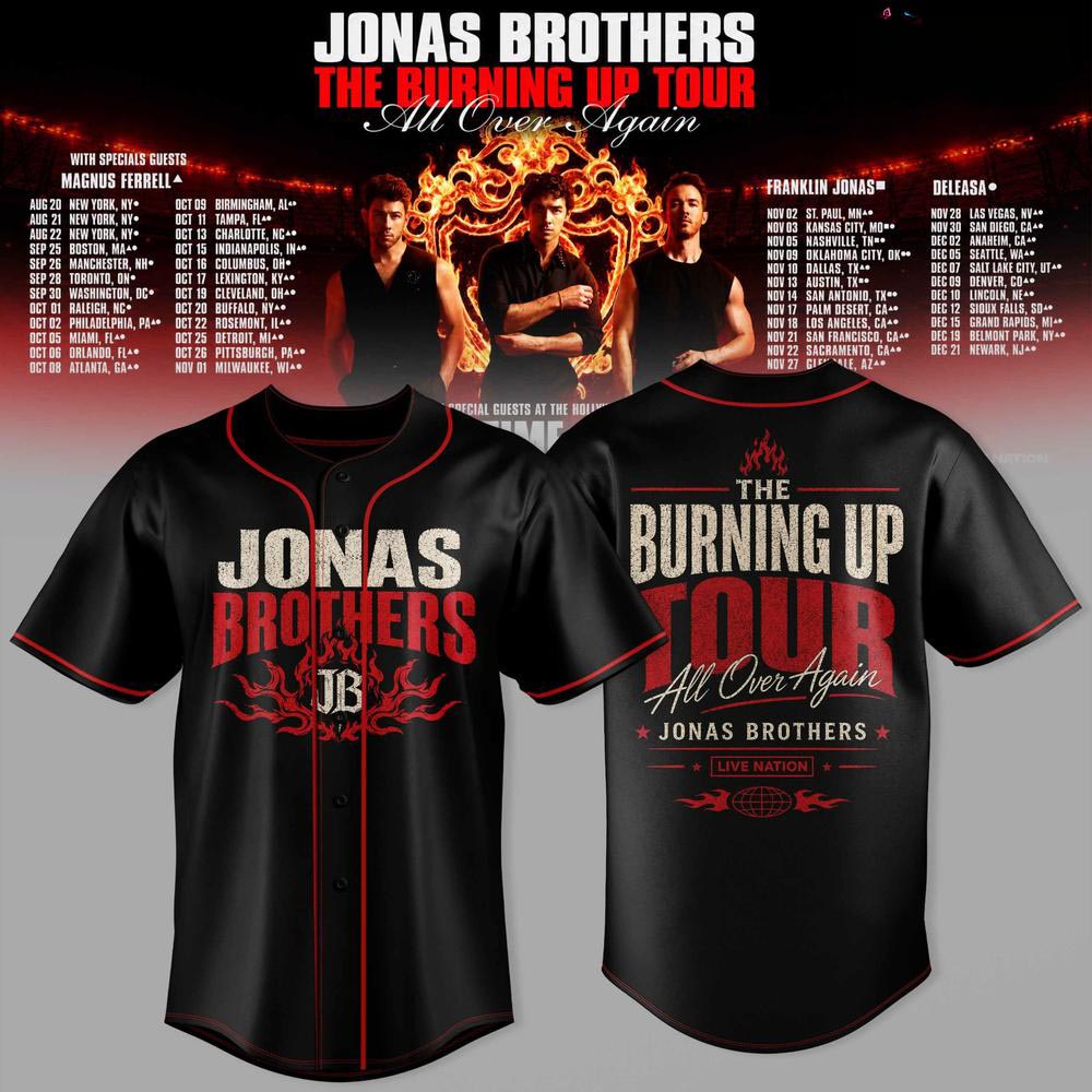 Jonas Brothers The Burning Up Tour All Over Again Baseball Jersey Pop Music Fan Apparel 1 - Unicasport Jonas Brothers The Burning Up Tour All Over Again Baseball Jersey Pop Music Fan Apparel