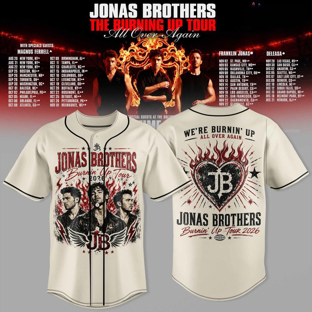 Jonas Brothers The Burning Up Tour Baseball Jersey Music Concert Supporter Apparel 1 - Unicasport Jonas Brothers The Burning Up Tour Baseball Jersey Music Concert Supporter Apparel