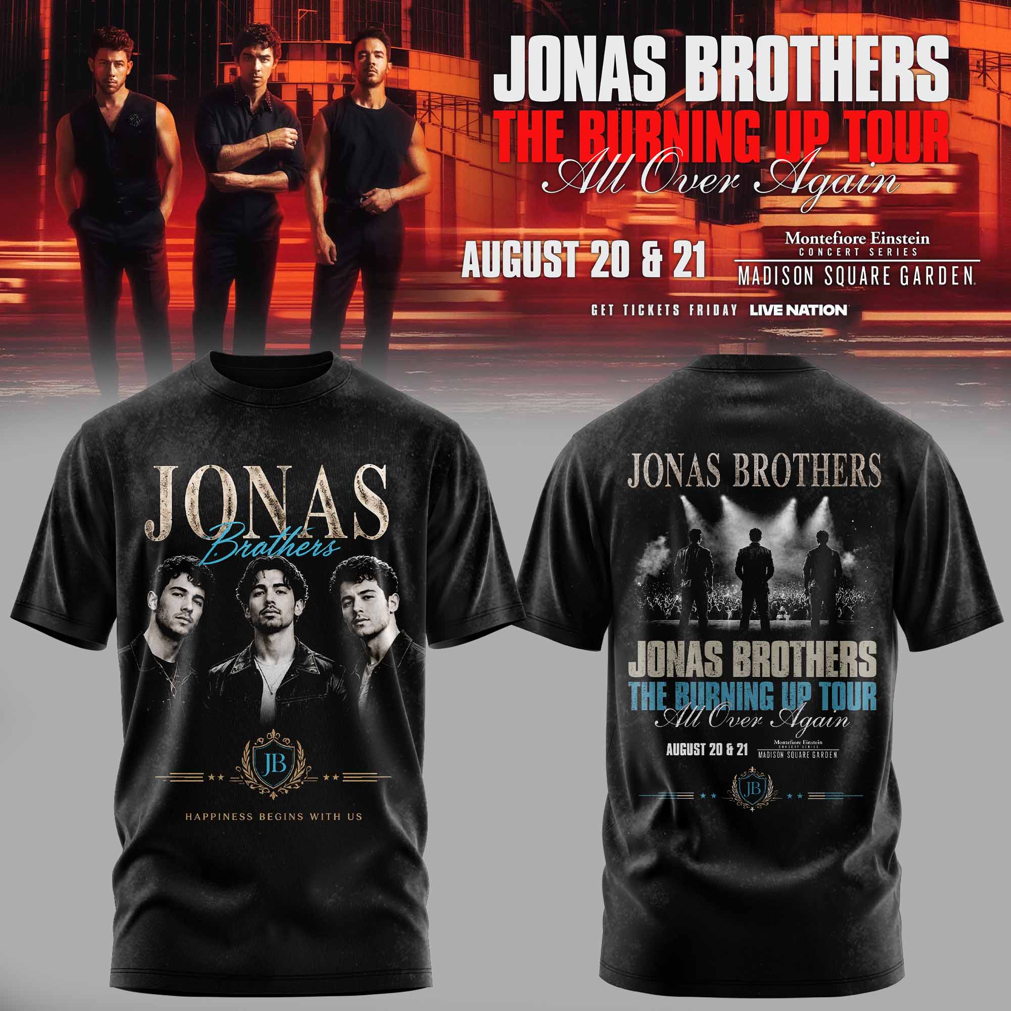 Jonas Brothers The Burning Up Tour Collector Fan Graphic T Shirt Gifts For Fans
