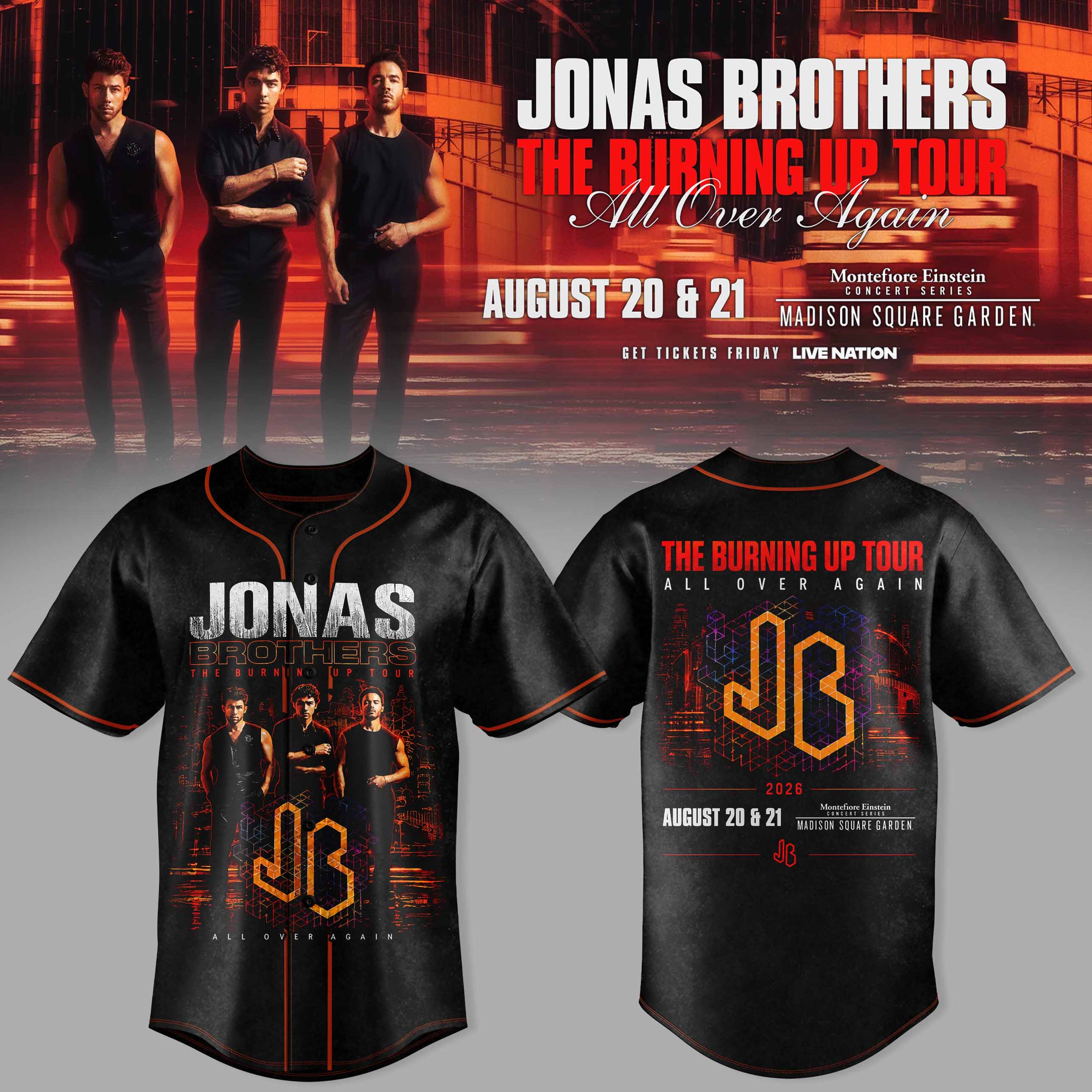 Jonas Brothers The Burning Up Tour Limited Baseball Jersey Collection Gifts For Fans
