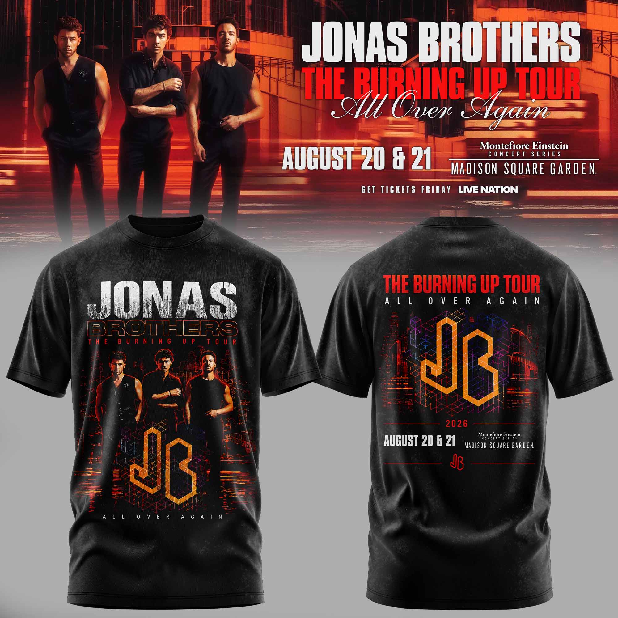 Jonas Brothers The Burning Up Tour Premium Concert Graphic Tee Gifts For Fans