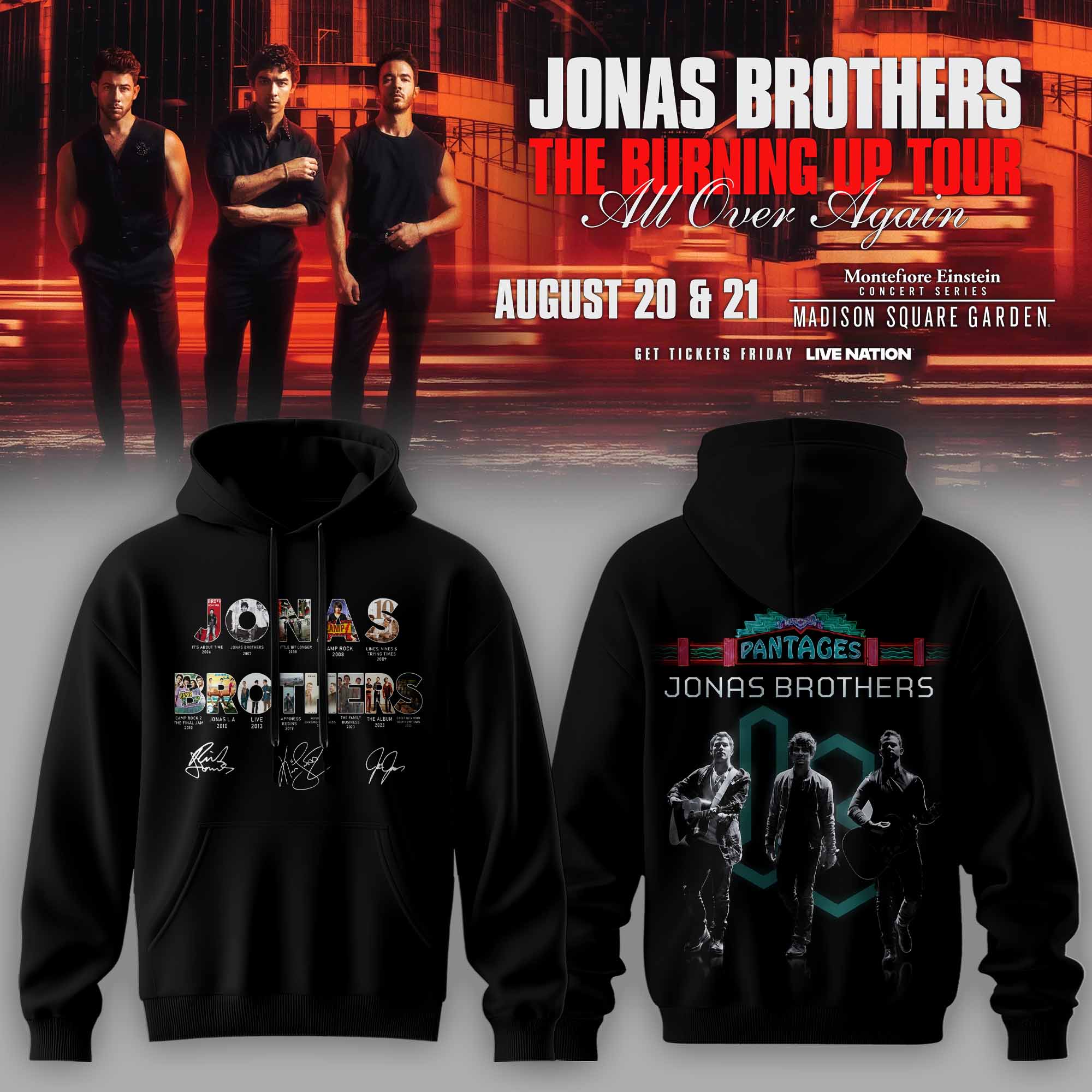 Jonas Brothers The Burning Up Tour Premium Fan Hoodie Edition Gifts For Fans