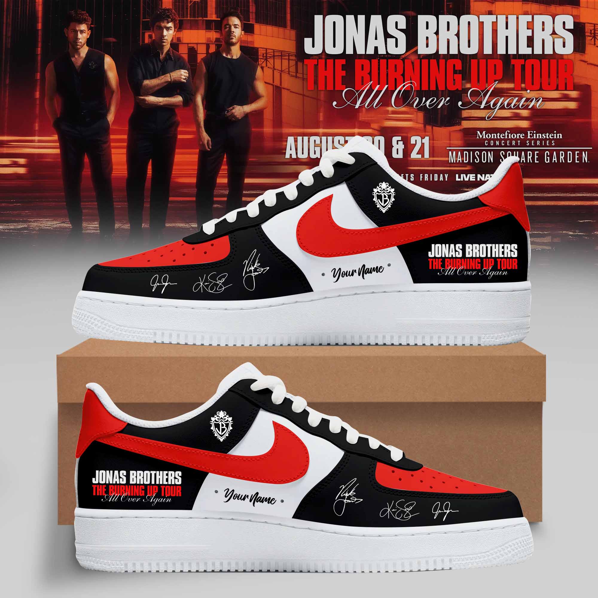 Jonas Brothers The Burning Up Tour Premium Fan Sneakers Edition Gifts For Fans