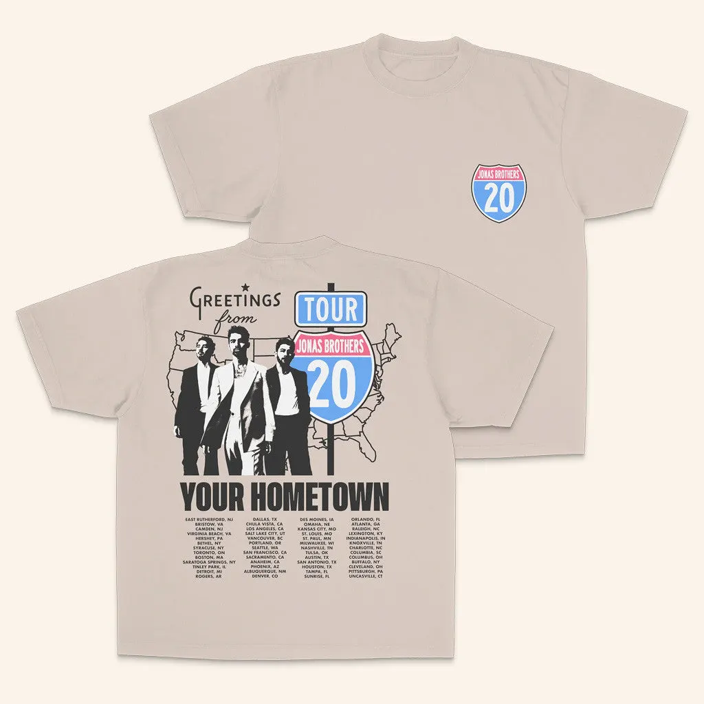 Jonas Brothers Tour Merch Greetings From Your Hometown Route 20 Tour TShirt Fans Gifts