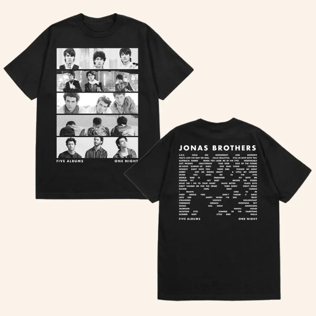 Jonas Brothers Tour Merch Tracklist Black TShirt Music Lover Gift Ideas For Him
