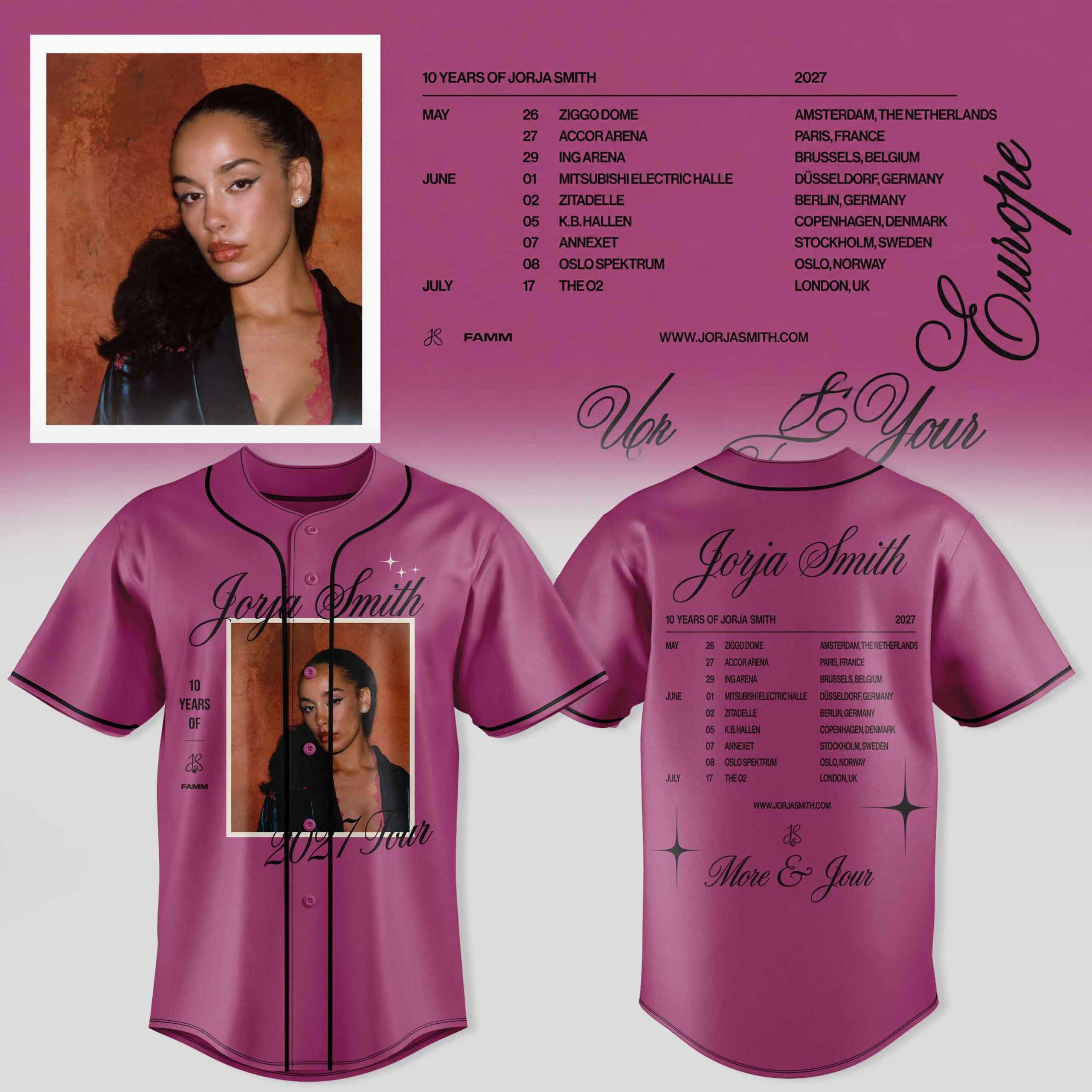 Jorja Smith 10 Years Of Jorja Smith 2027 Tour 3D All Over Print Baseball Jersey Music Concert Fan Apparel 1 - Unicasport Jorja Smith 10 Years Of Jorja Smith 2027 Tour 3D All Over Print Baseball Jersey Music Concert Fan Apparel