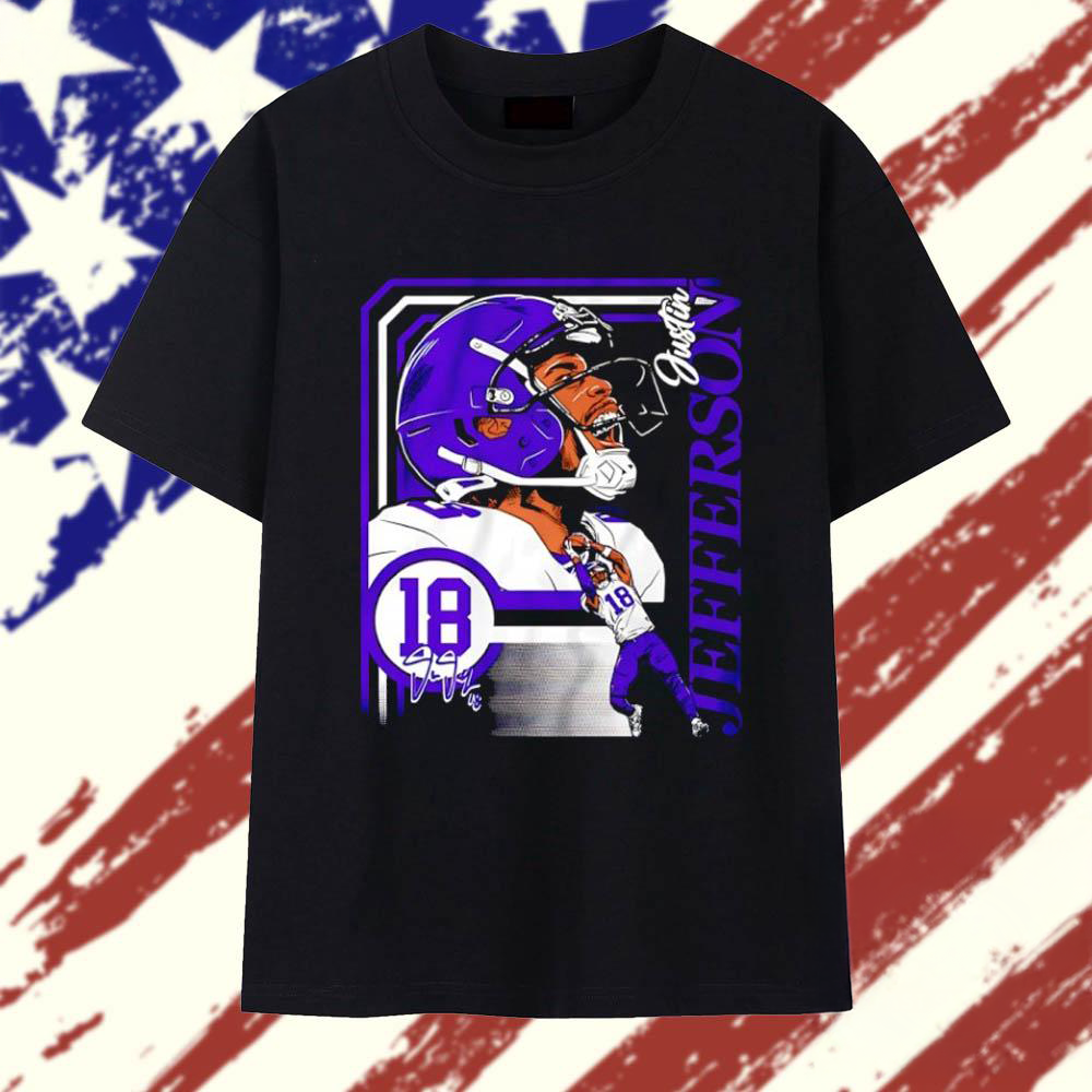 Justin Jefferson #18 Minnesota Vikings Collage Frame Signature T Shirt
