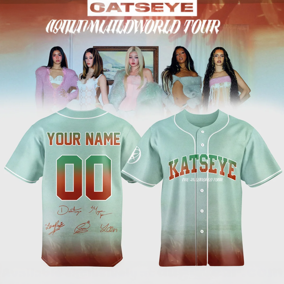 KATSEYE The Wildworld Tour Premium Baseball Jersey Fan Collection