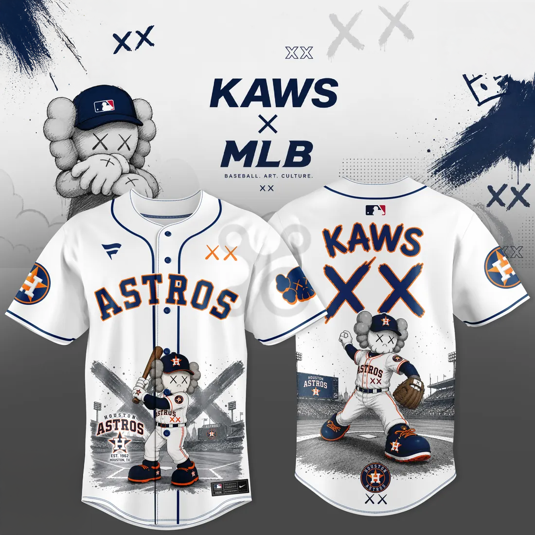 KAWS x Houston Astros Mascot 2026 Limited Baseball Jersey Collection