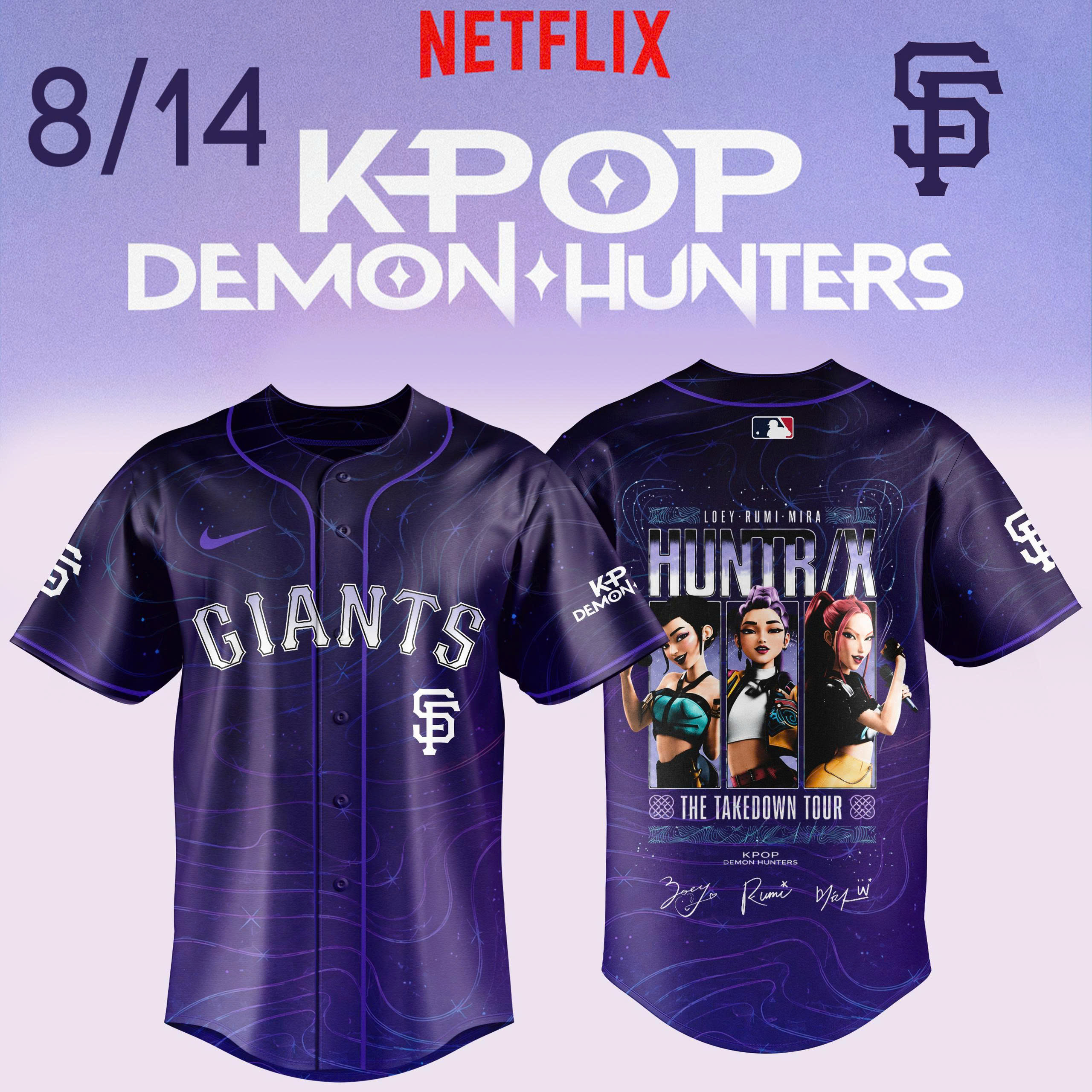 KPop Demon Hunters Night MLB 2026 Collector Edition Baseball Jersey