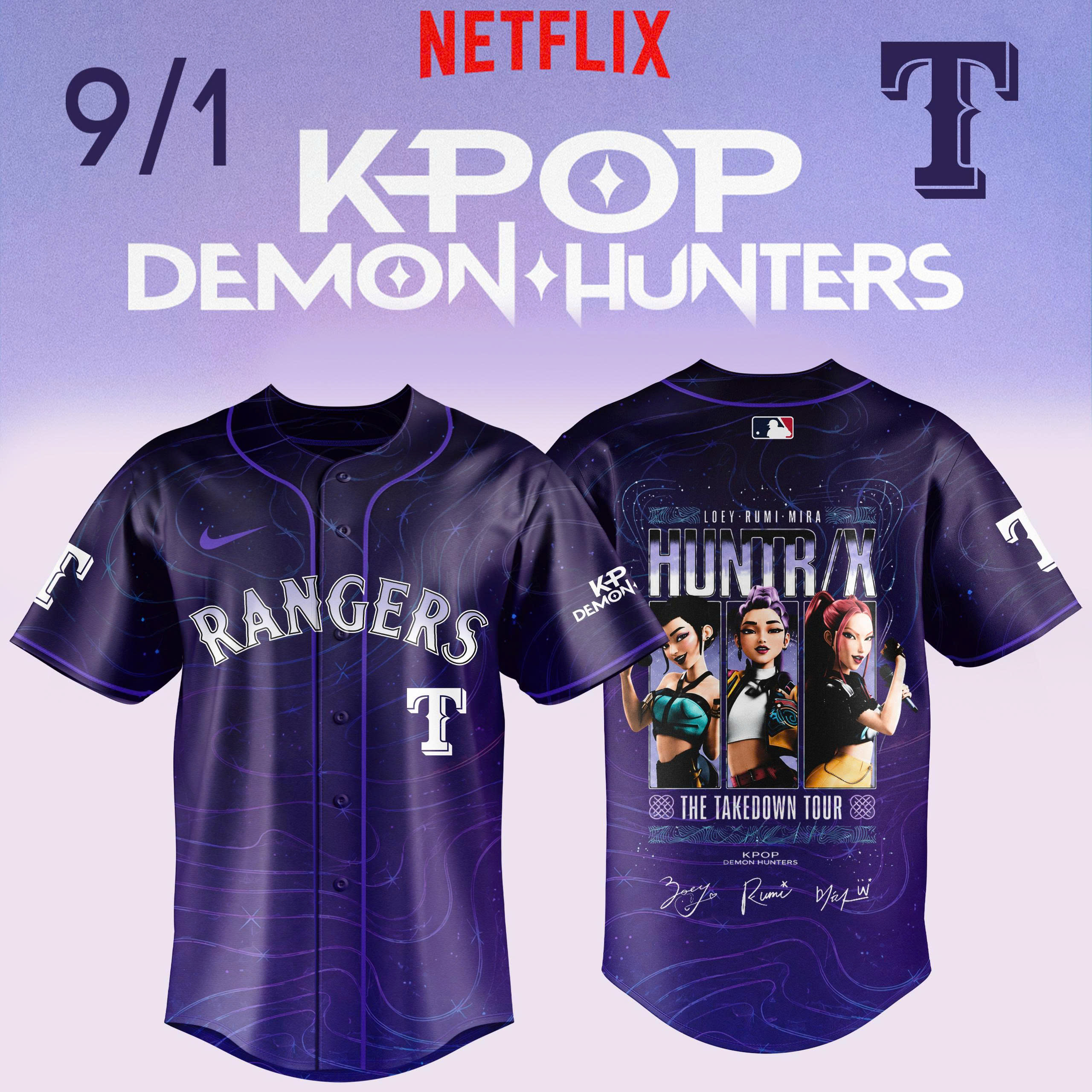 KPop Demon Hunters Night MLB 2026 Limited Edition Baseball Jersey
