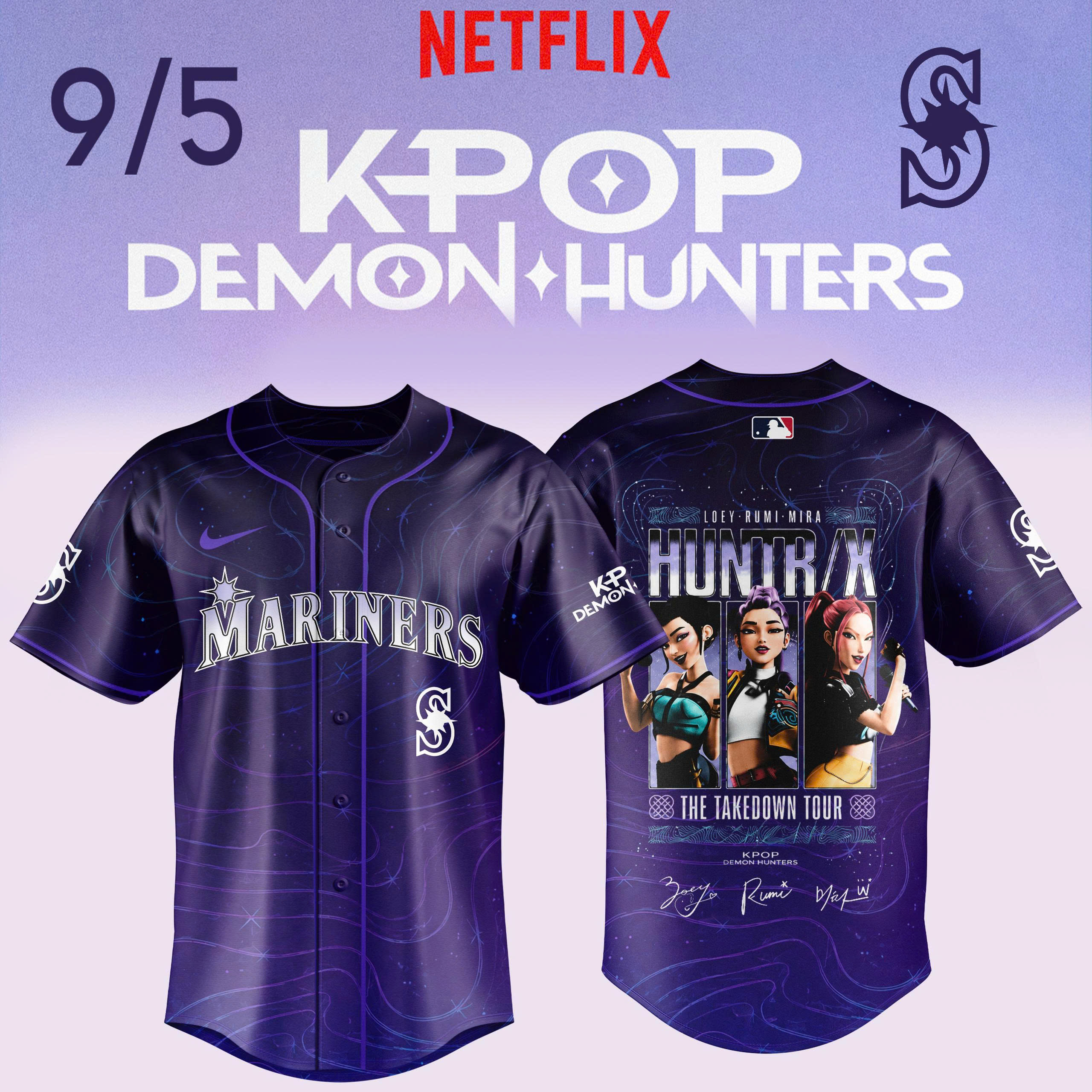 KPop Demon Hunters Night MLB 2026 Premium Fan Baseball Jersey