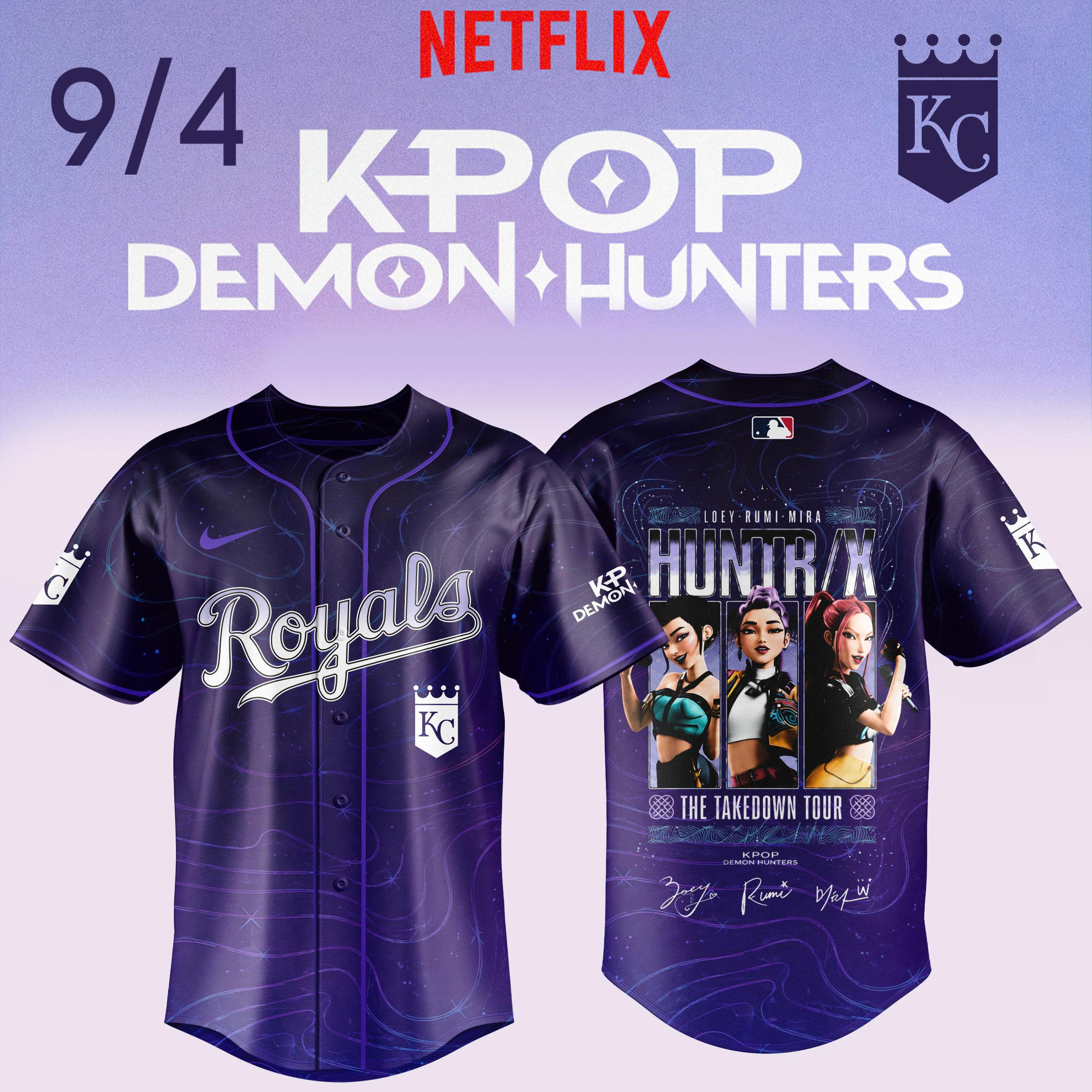 KPop Demon Hunters Night MLB 2026 Vintage Style Baseball Jersey