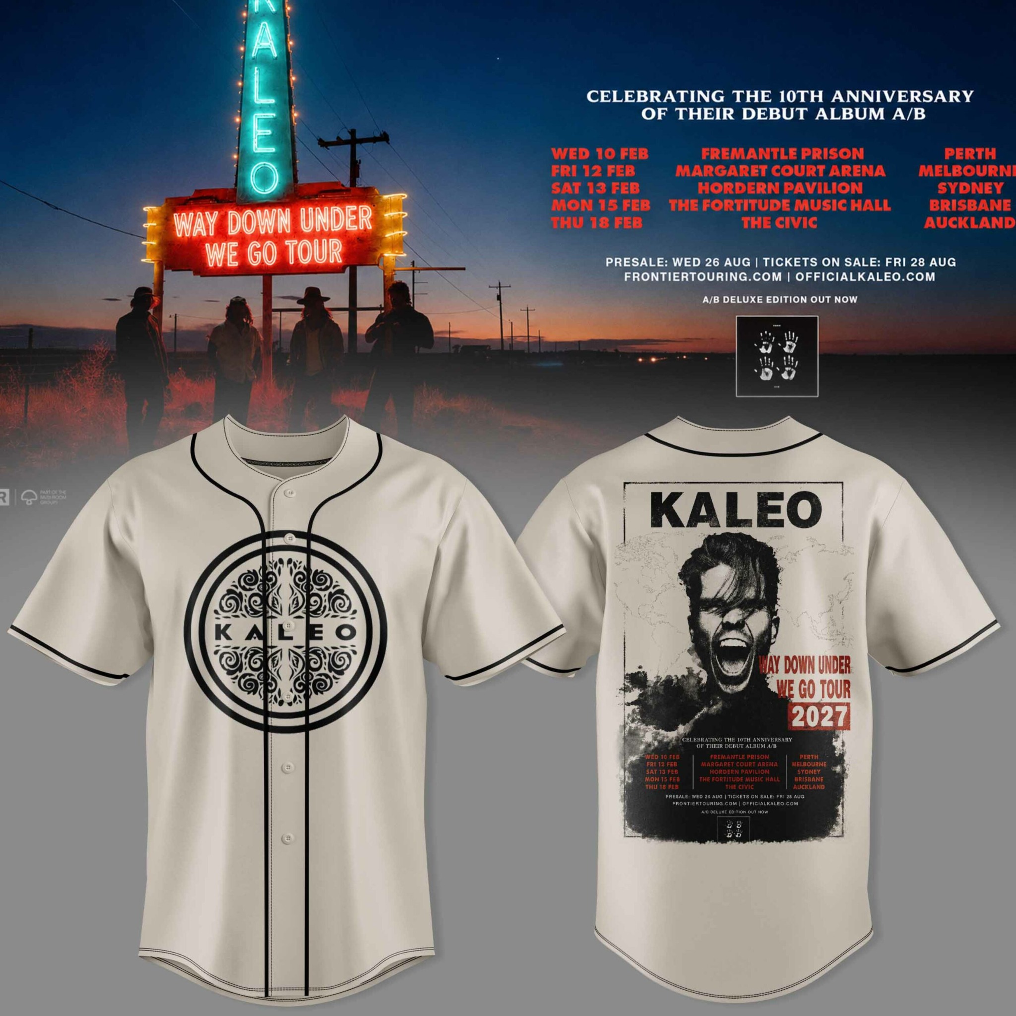 Kaleo Way Down Under We Go Tour 2027 Cream Portrait Baseball Jersey Rock Music Fan Apparel 1 - Unicasport Kaleo Way Down Under We Go Tour 2027 Cream Portrait Baseball Jersey Rock Music Fan Apparel