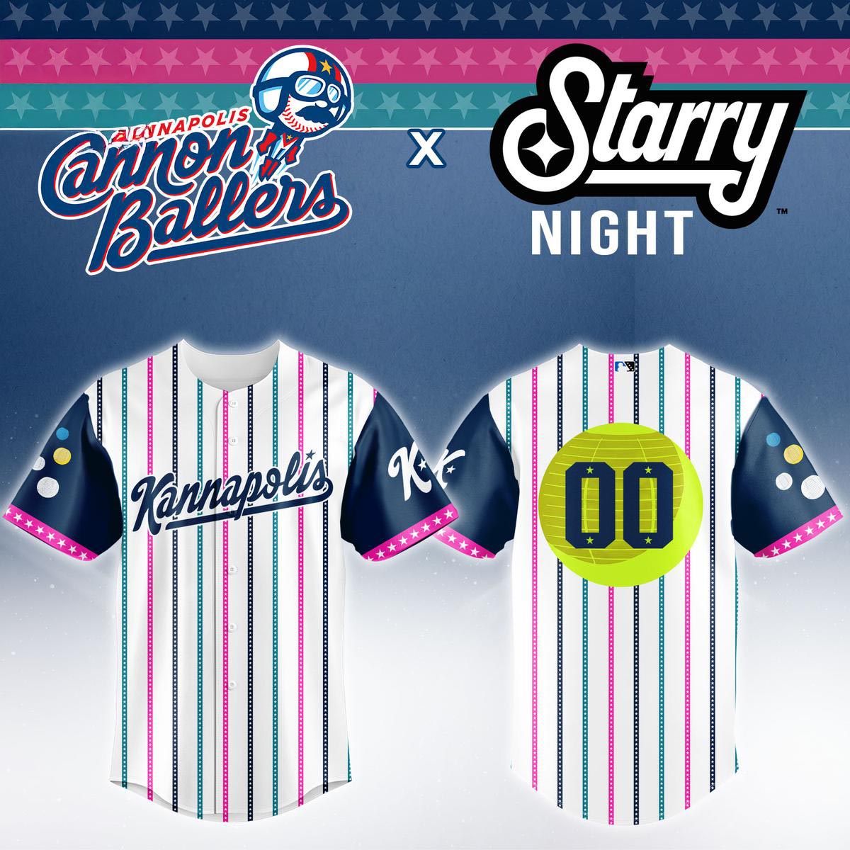 Kannapolis Cannon Ballers Starry Night 2026 Personalized Baseball Jersey Custom Name Number Fan Apparel 1 - Unicasport Kannapolis Cannon Ballers Starry Night 2026 Personalized Baseball Jersey Custom Name Number Fan Apparel