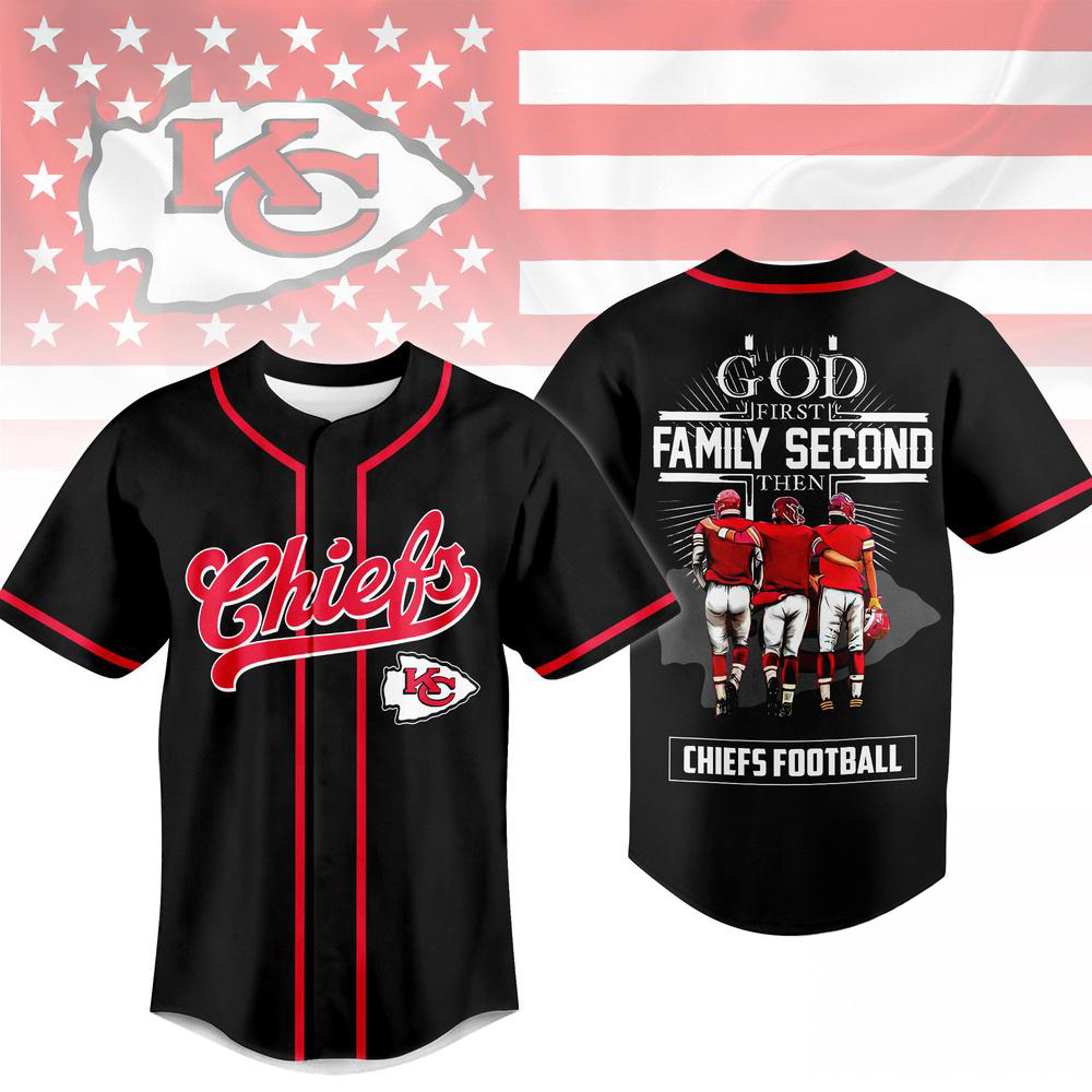 Kansas City Chiefs God First Family Second Faith And Brotherhood Baseball Jersey