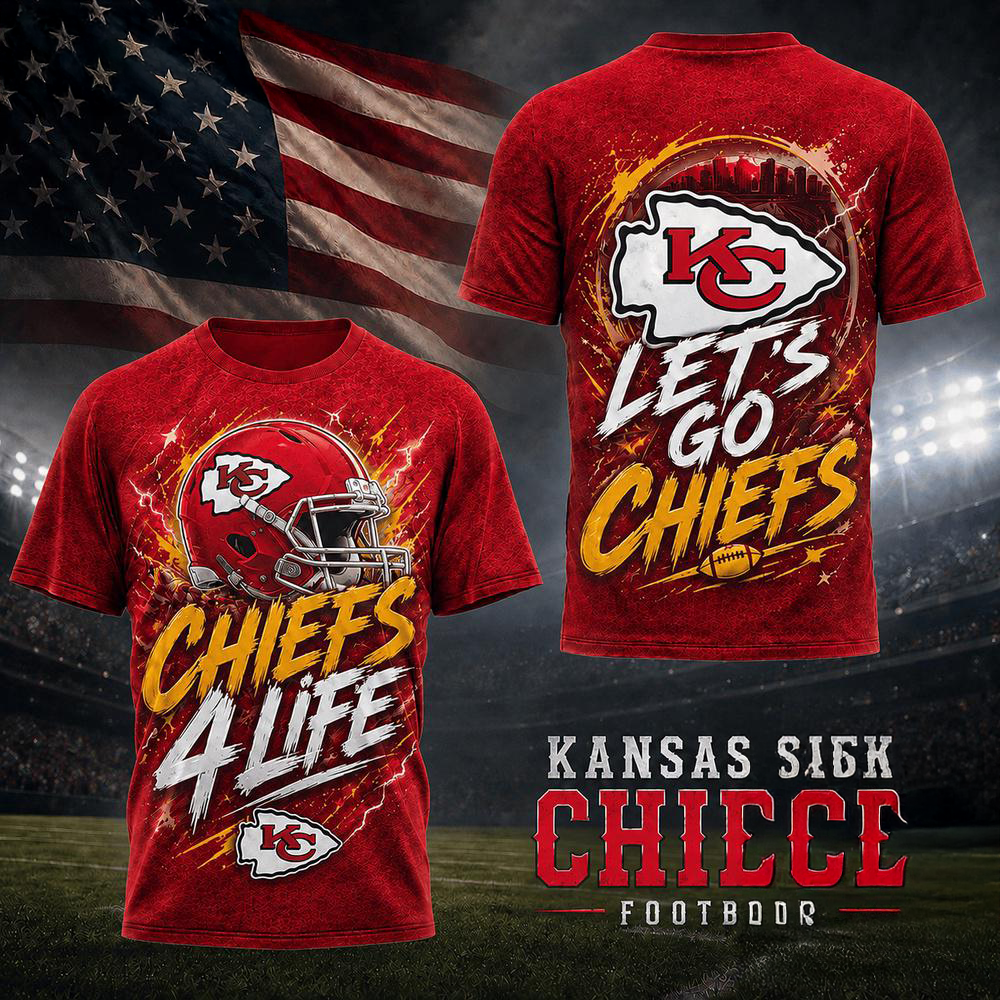 Kansas City Chiefs NFL Fan For Life Limited Edition 3D Graphic T Shirt Collection Gifts For Fans