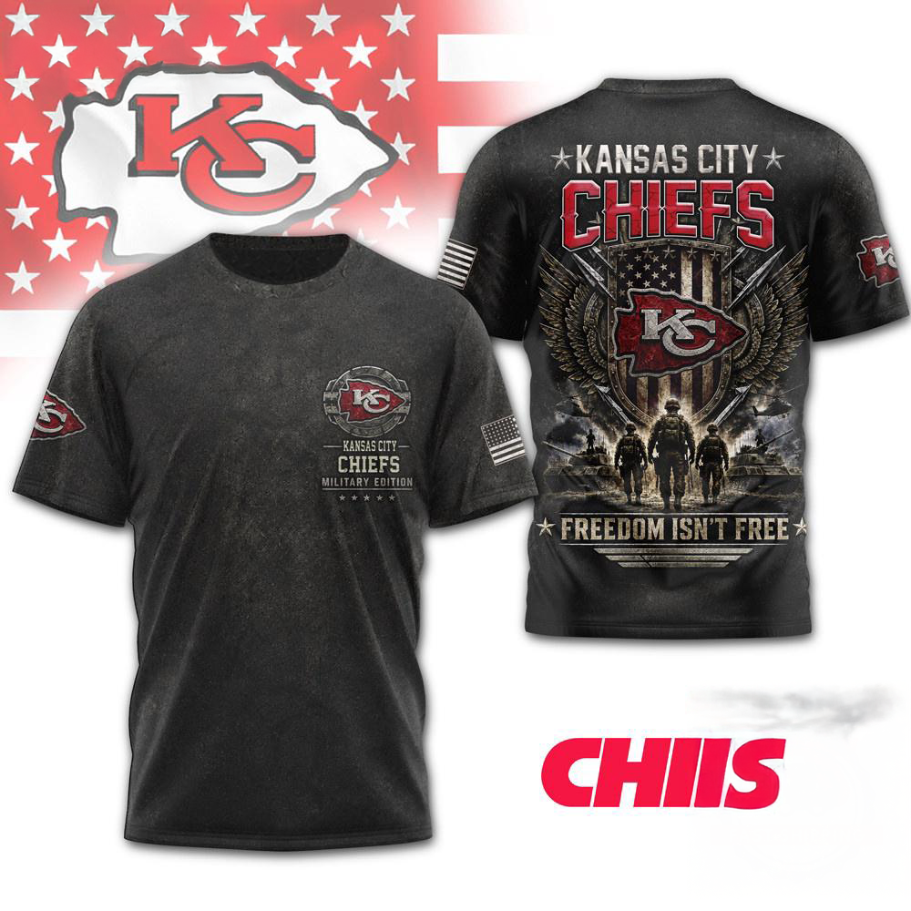 Kansas City Chiefs NFL Freedom Team Military 3D Graphic T Shirt