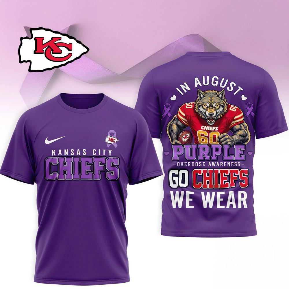 Kansas City Chiefs NFL In August We Wear Purple Overdose Awareness 3D T Shirt