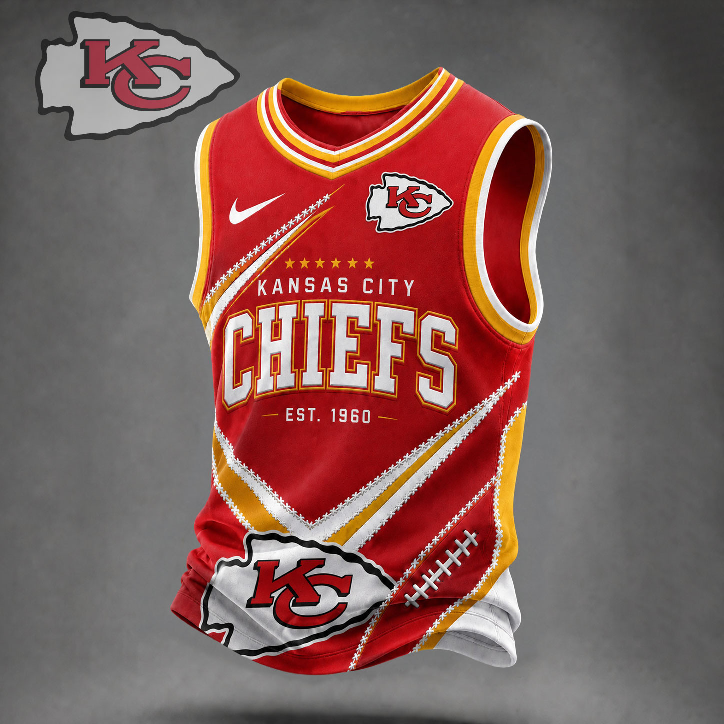 Kansas City Chiefs Premium NFL Game Day Vneck Tank Top Jersey