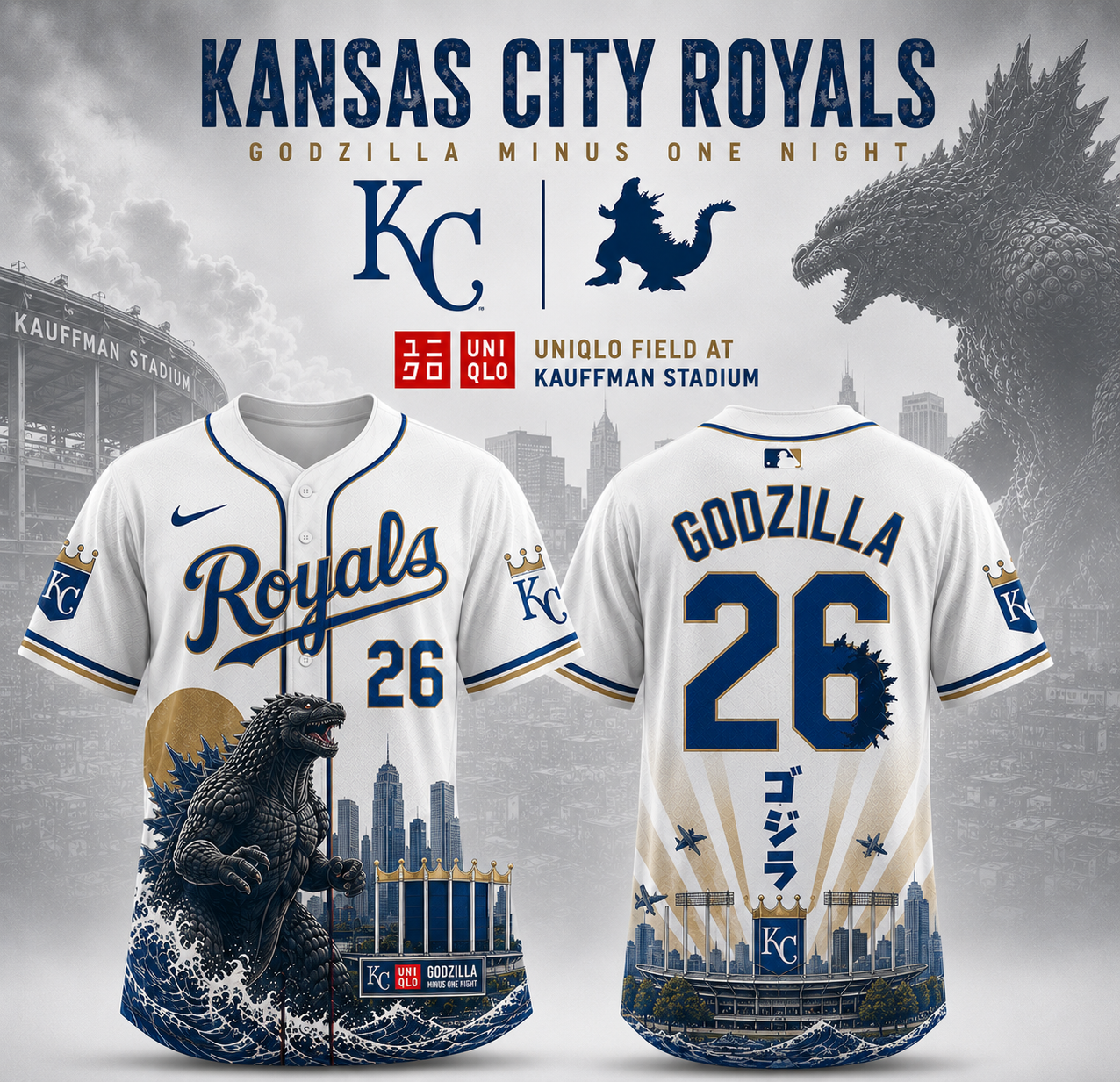 Kansas City Godzilla Minus One Limited Edition Baseball Jersey