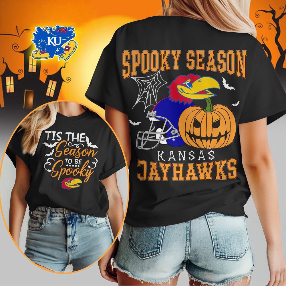 Kansas Jayhawks 2025 NCAA Halloween Spooky Season Vintage T Shirt
