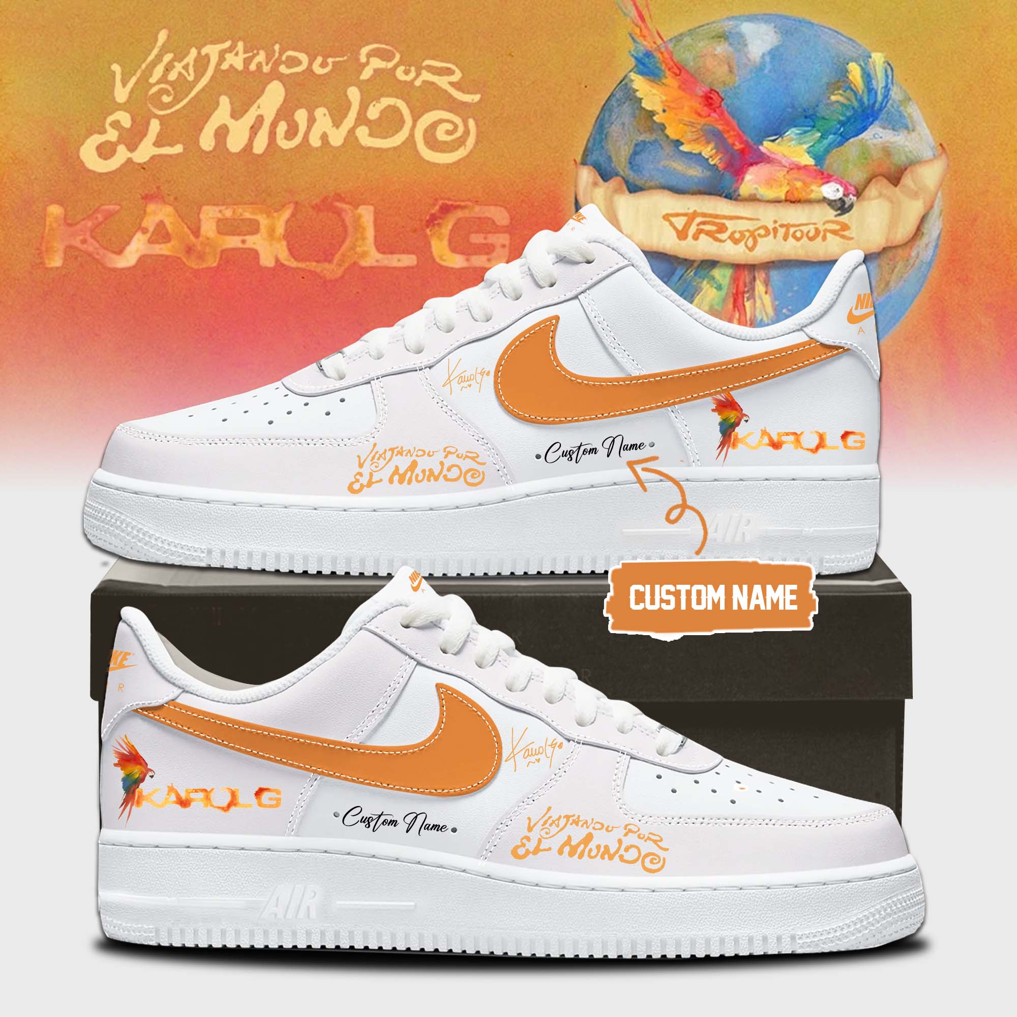 Karol G Viajando Por El Mundo Tropitour Collectors High Top Shoes