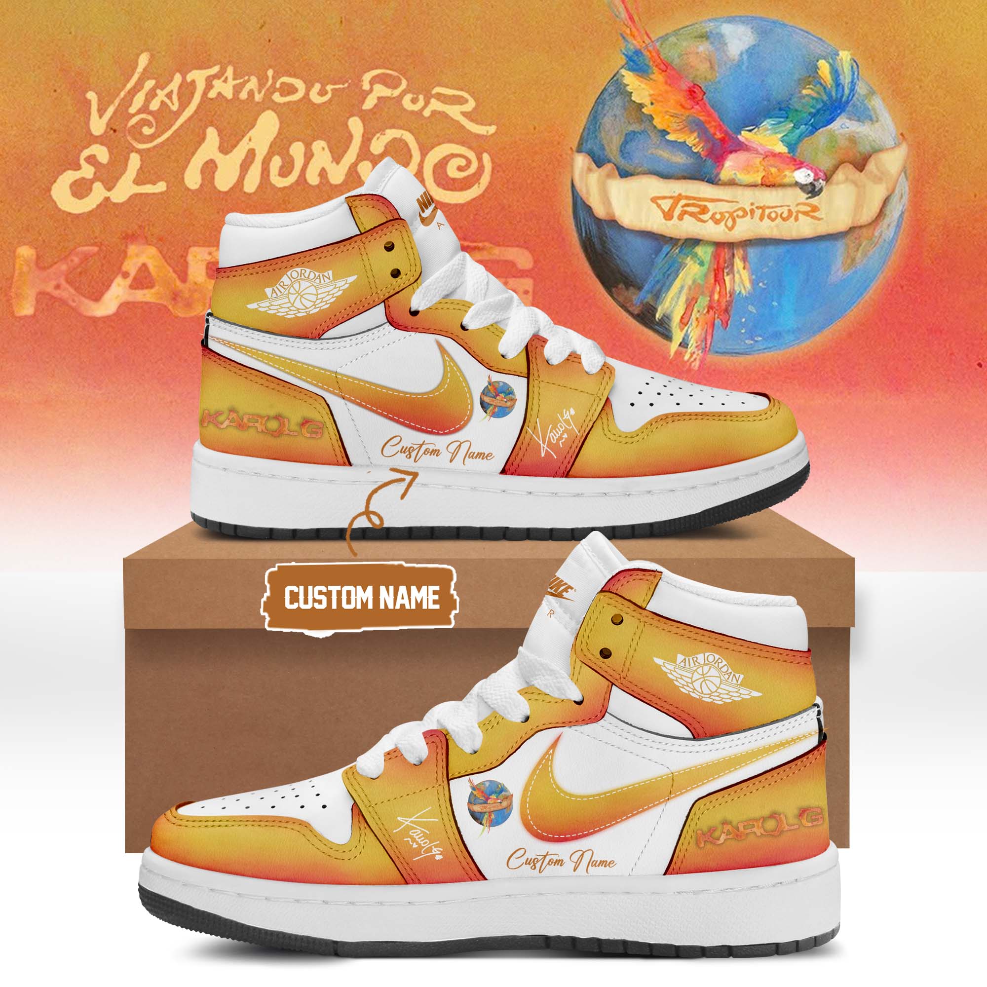 Karol G Viajando Por El Mundo Tropitour Limited Edition Signature Air Force One Sneakers Classic Edition