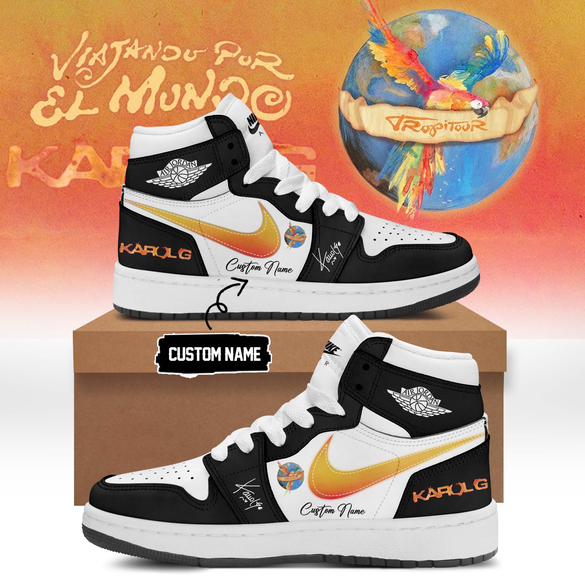 Karol G Viajando Por El Mundo Tropitour Limited Edition Signature Air Force One Sneakers Signature Edition