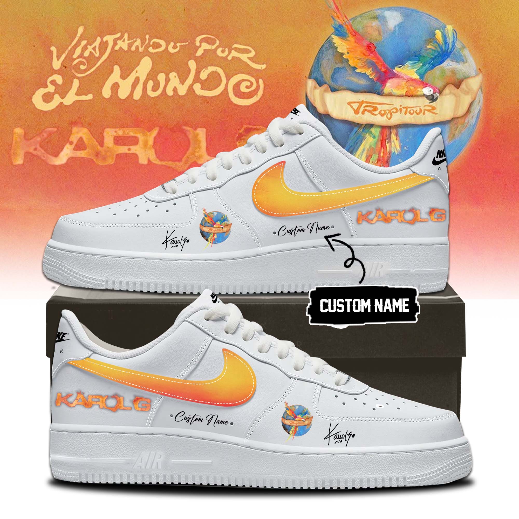 Karol G Viajando Por El Mundo Tropitour Limited Edition Signature Air Jordan One Sneakers Signature Edition