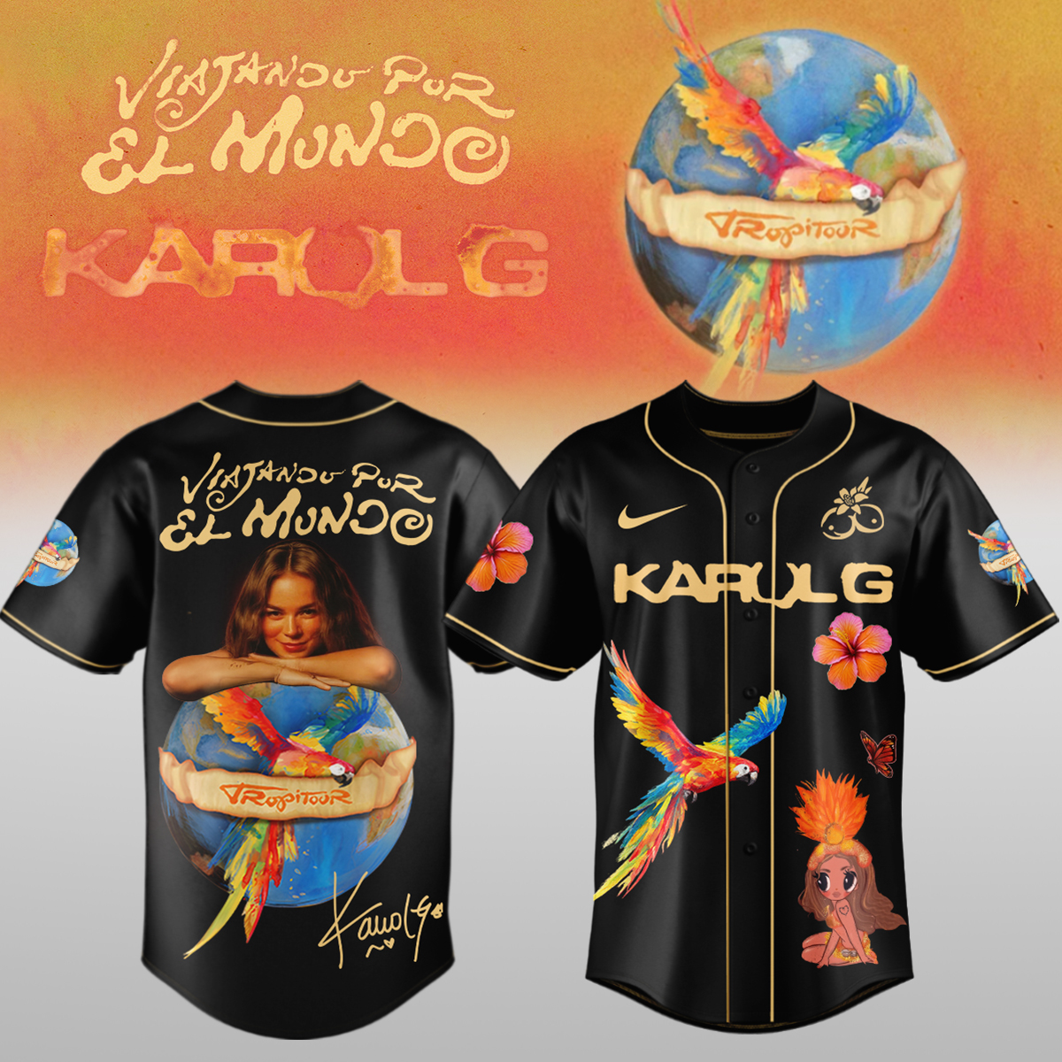 Karol G Viajando Por El Mundo Tropitour Limited Edition Signature Baseball Jersey Signature Edition