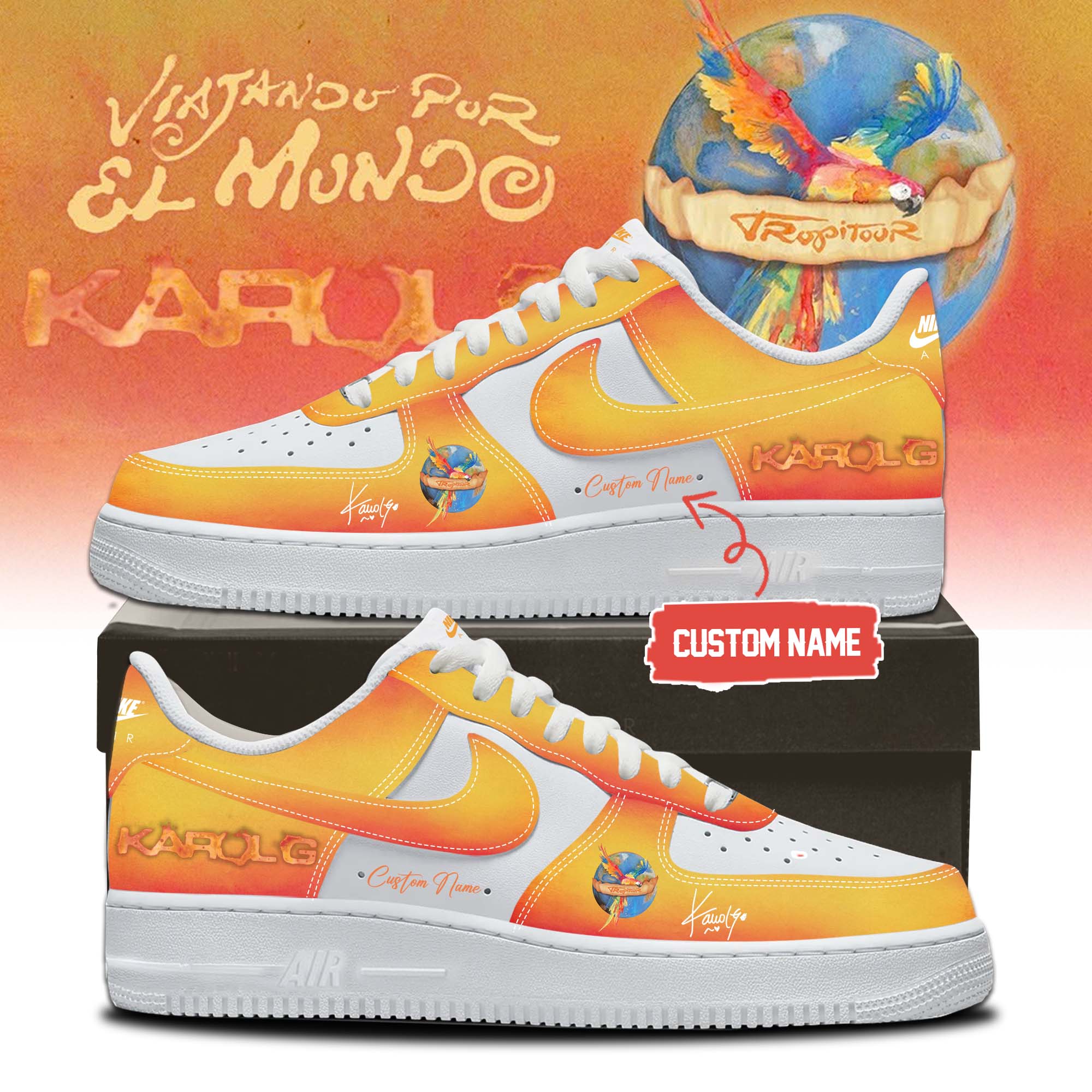 Karol G Viajando Por El Mundo Tropitour Limited Edition Signature Casual Sneakers Classic Edition